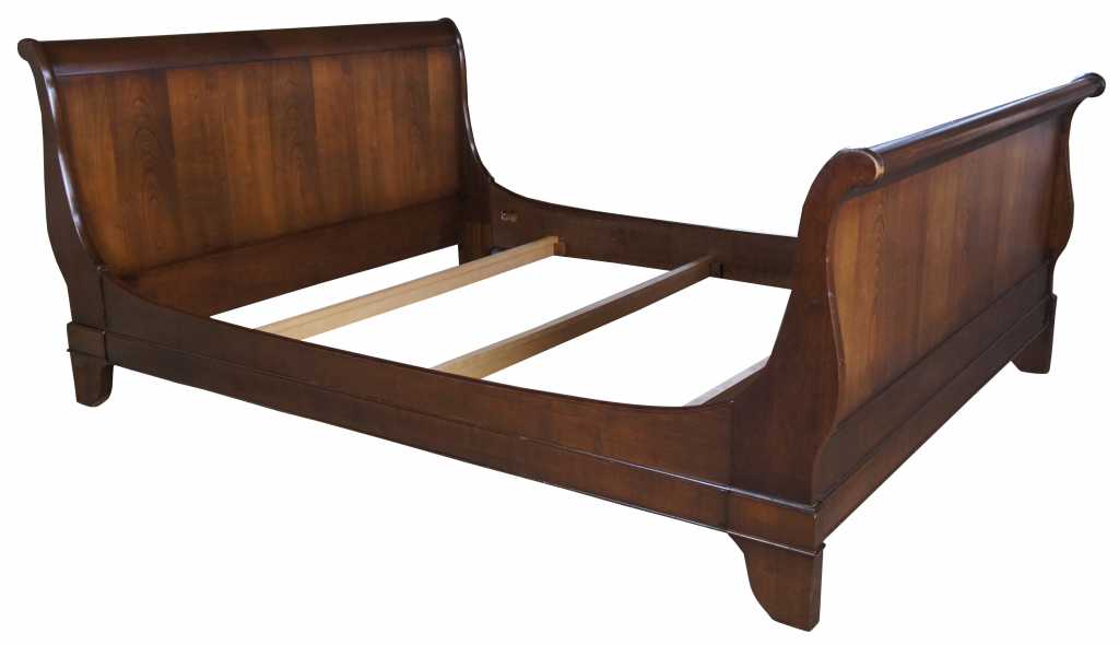 Grange French Louis Philippe Cherry Wood Queen Size Sleigh Bed at