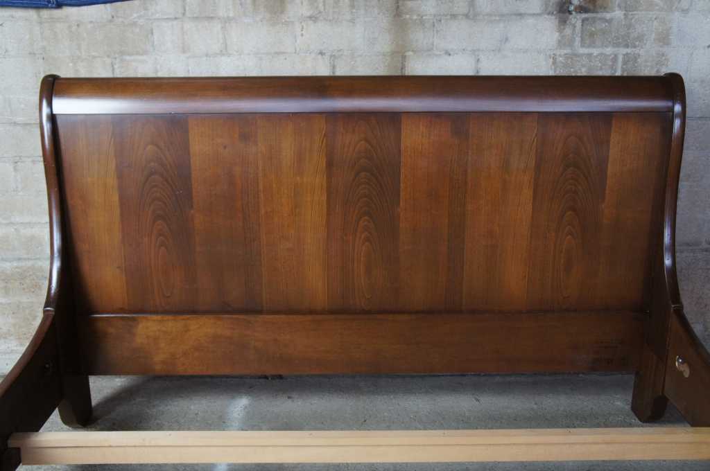 Cherry Queen Size Traditional Sleigh Bed, Signed Grange of France