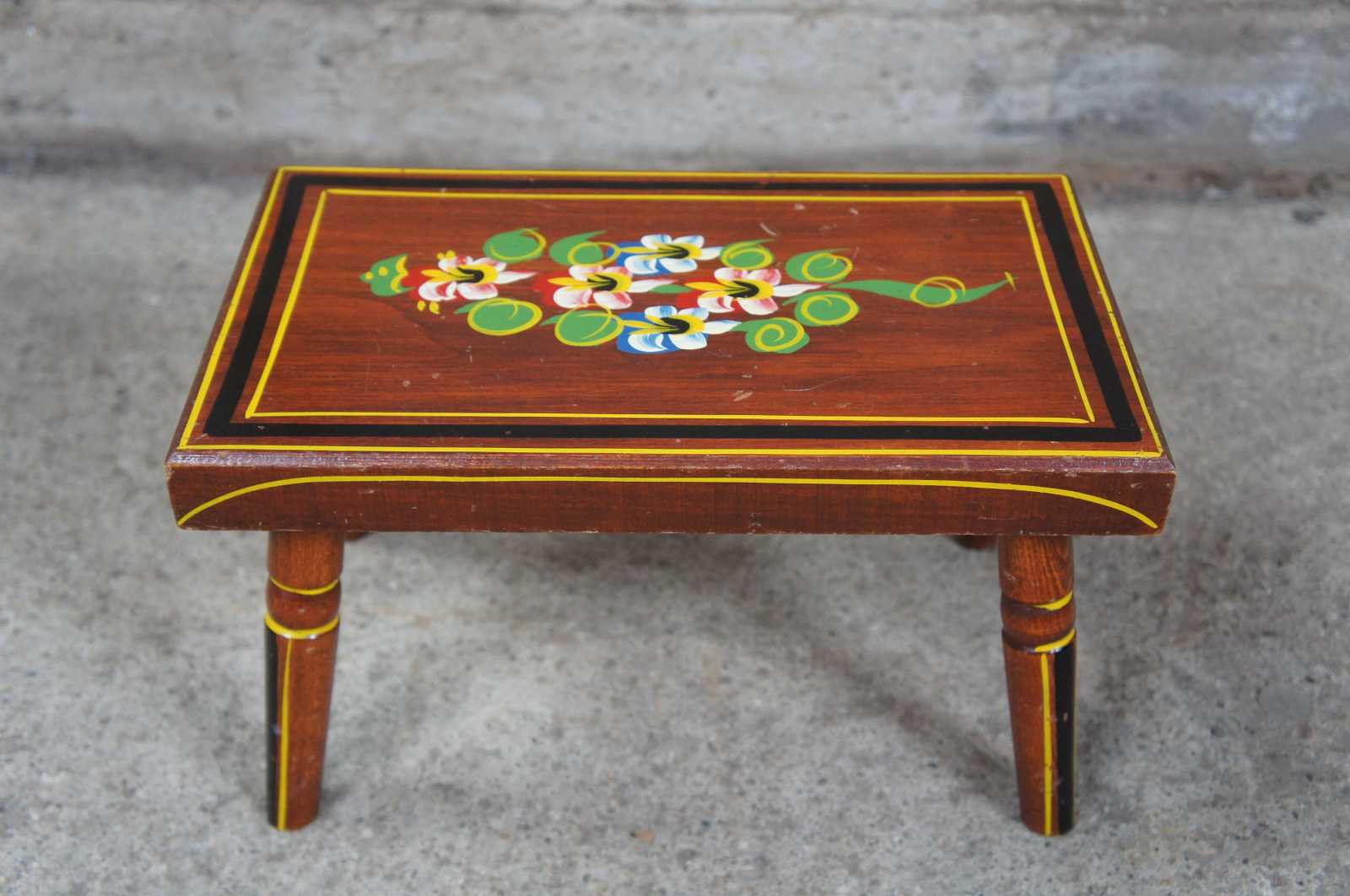 Wooden Stool 1965 J.S. Ebersol Hand Crafted newest Folk Art PA footstool