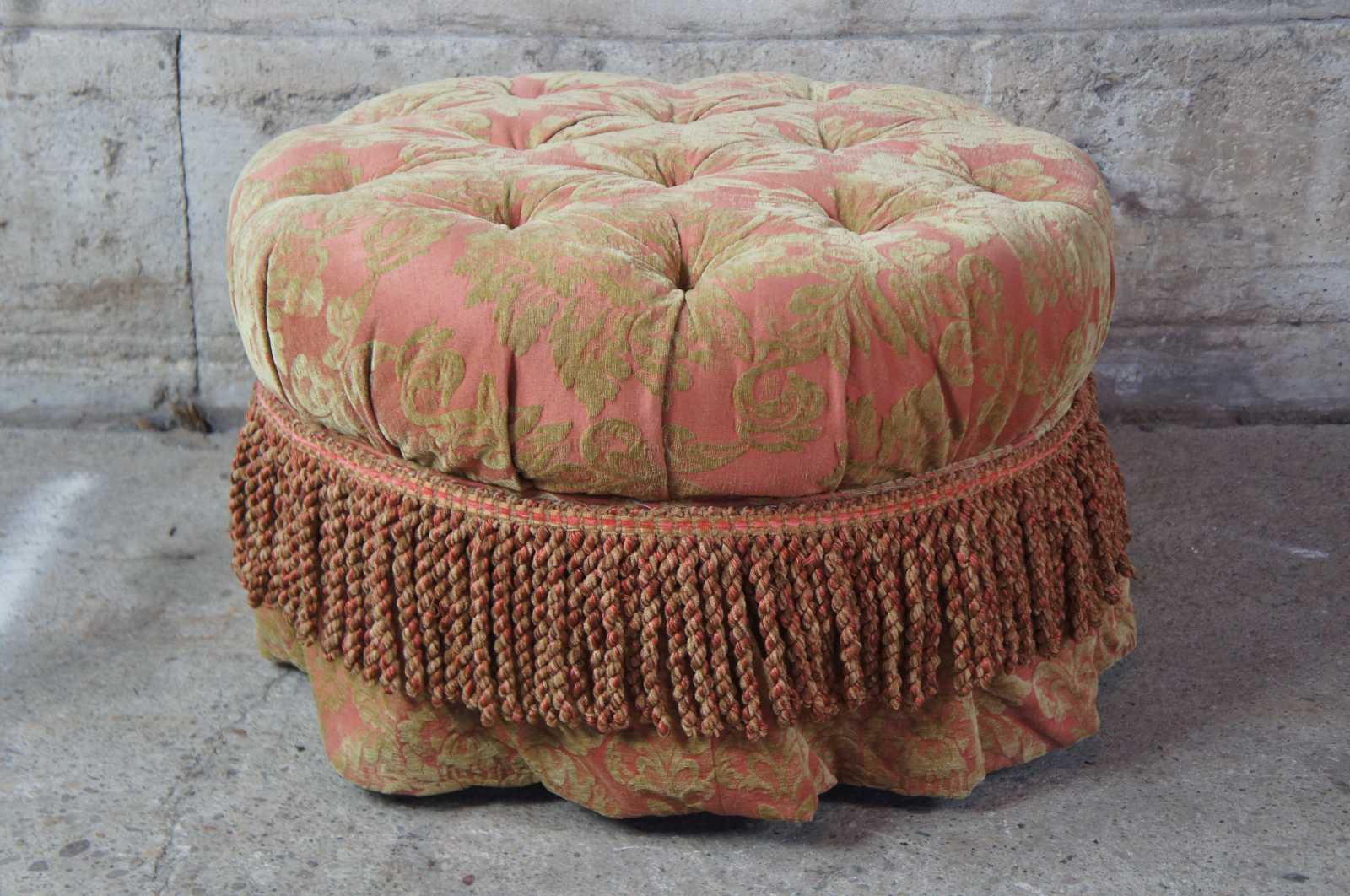 Baker Furniture Round Tufted Ottoman Traditional French Pouf