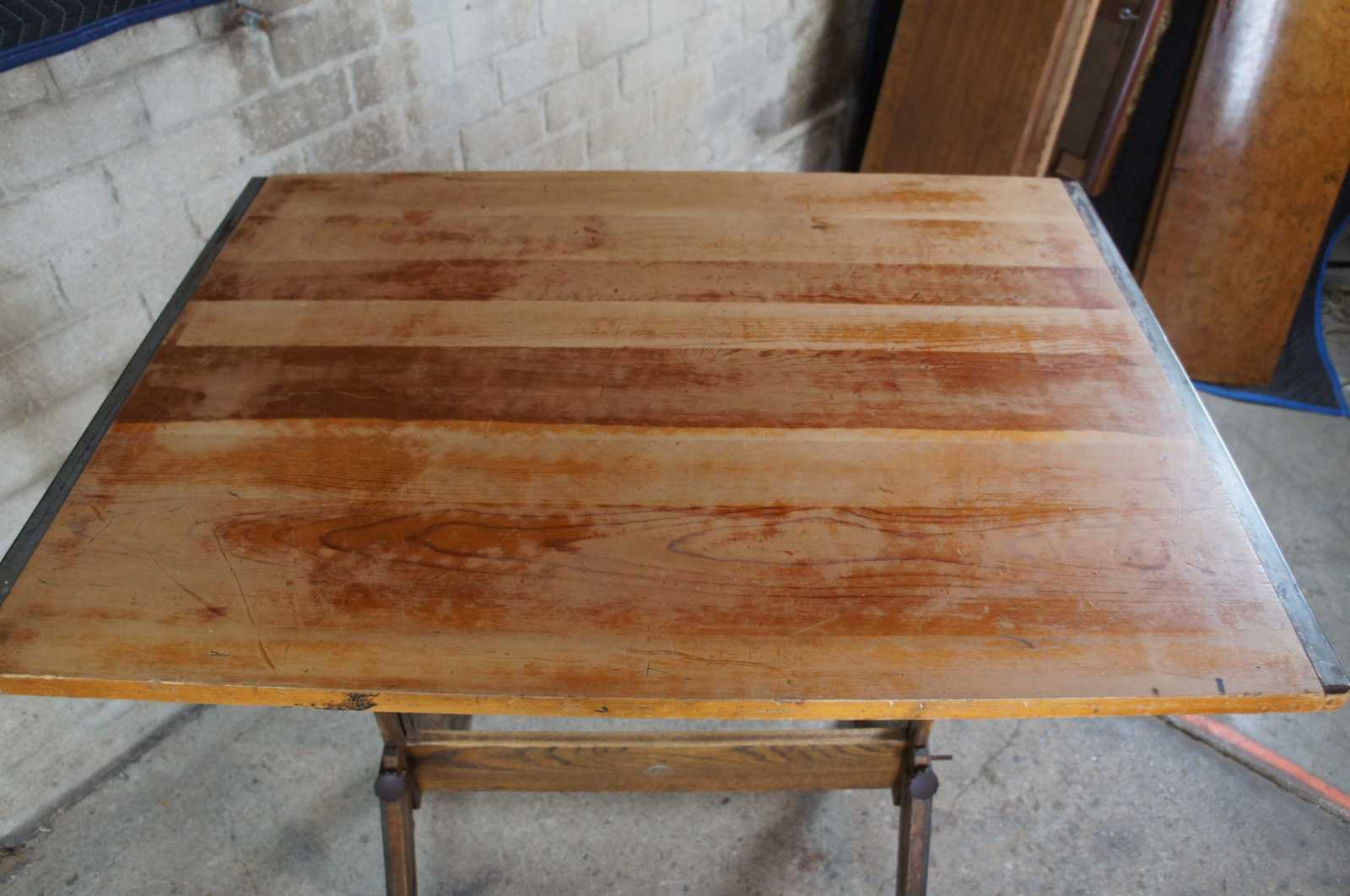 Antique Oak and Birch Drafting Table / Desk by Anco-Bilt, Iridium  Interiors