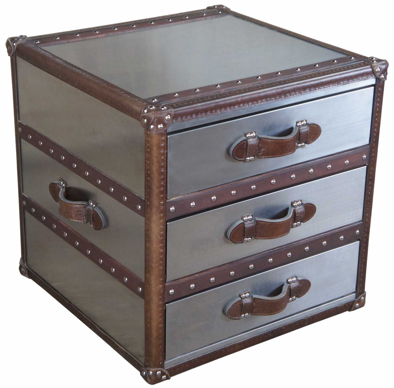Mayfair Steamer Trunk Double Chest - Brushed Steel