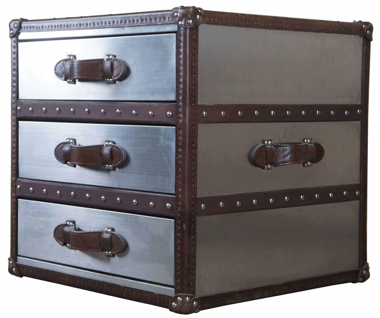 Mayfair Steamer Trunk Double Chest - Brushed Steel