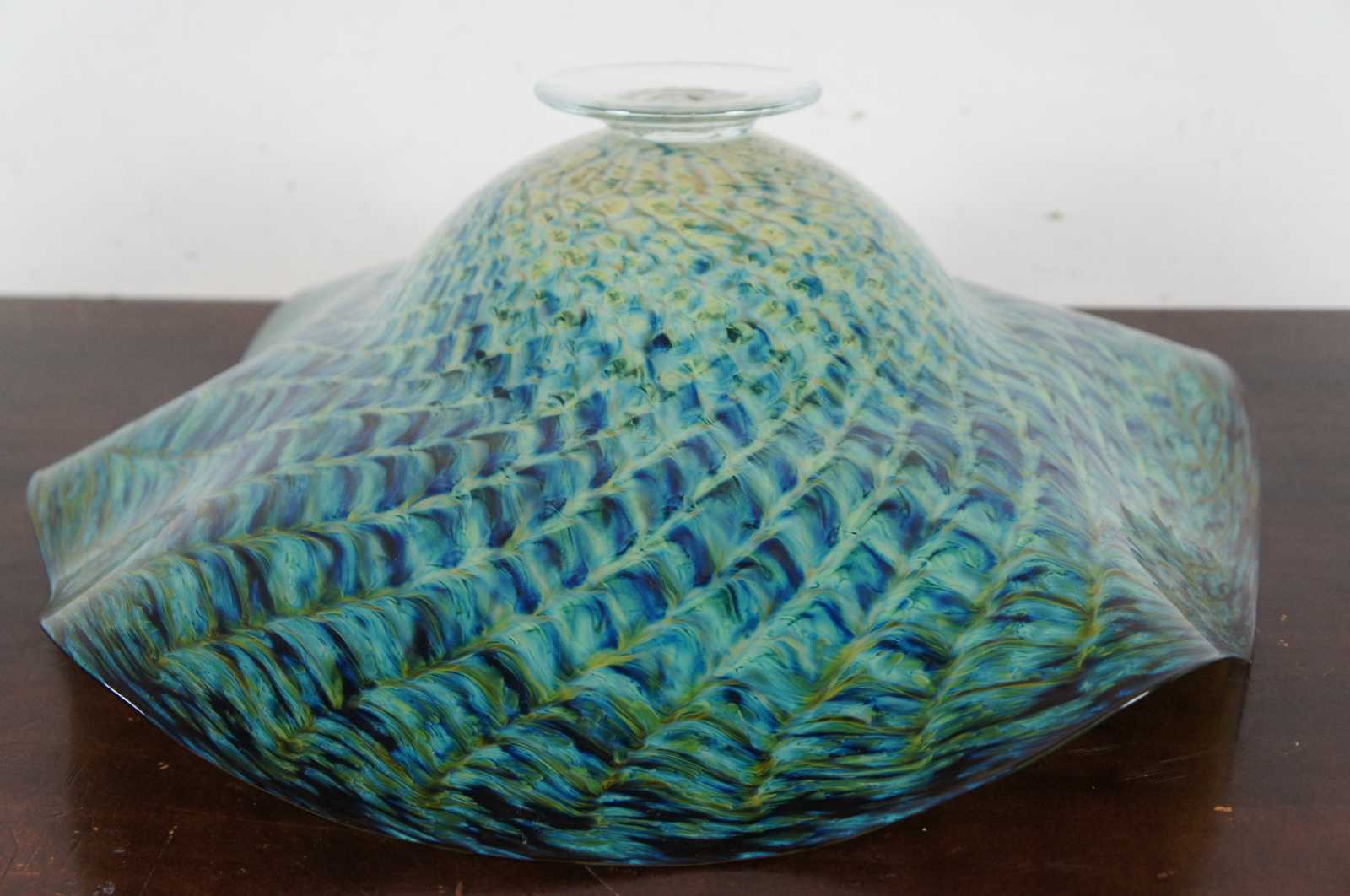 Ron Mynatt Signed Art Glass Hand Blown Pedestal hotsell Bowl