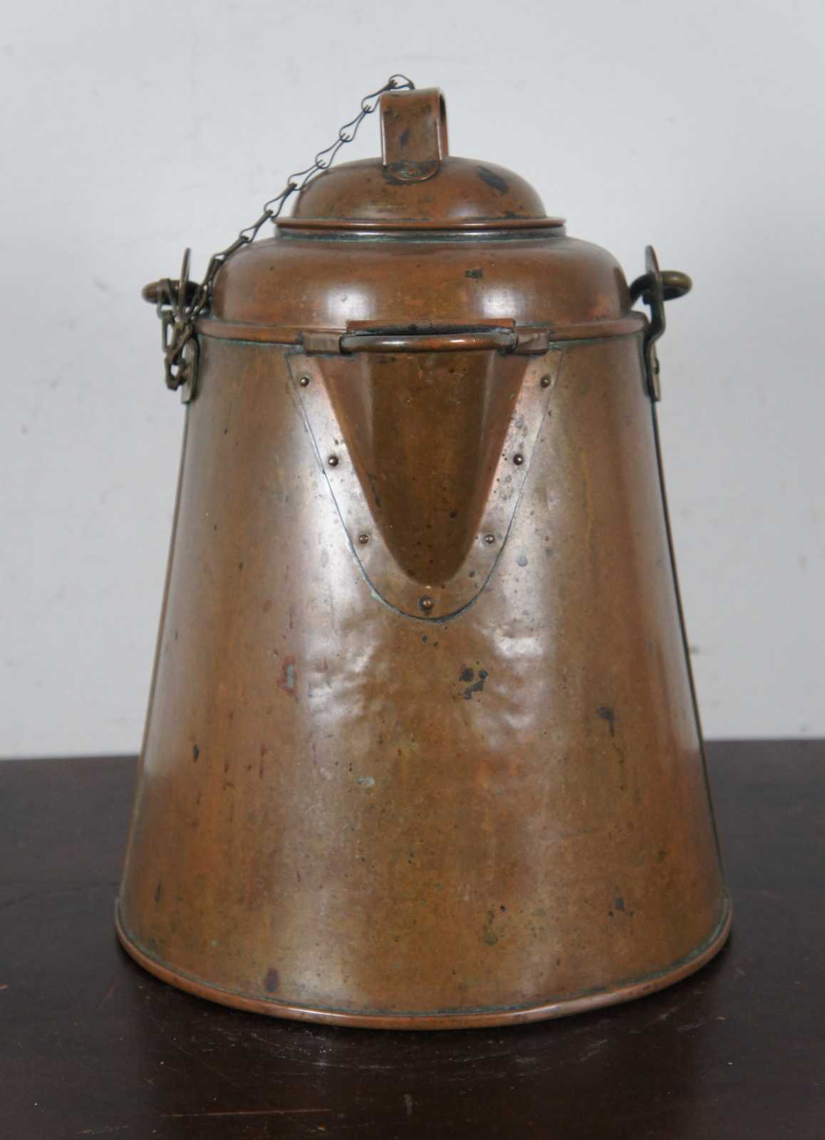 Antique Copper Campfire Coffee Pot/ Cowboy Coffee Pot/ Large 2 Gal