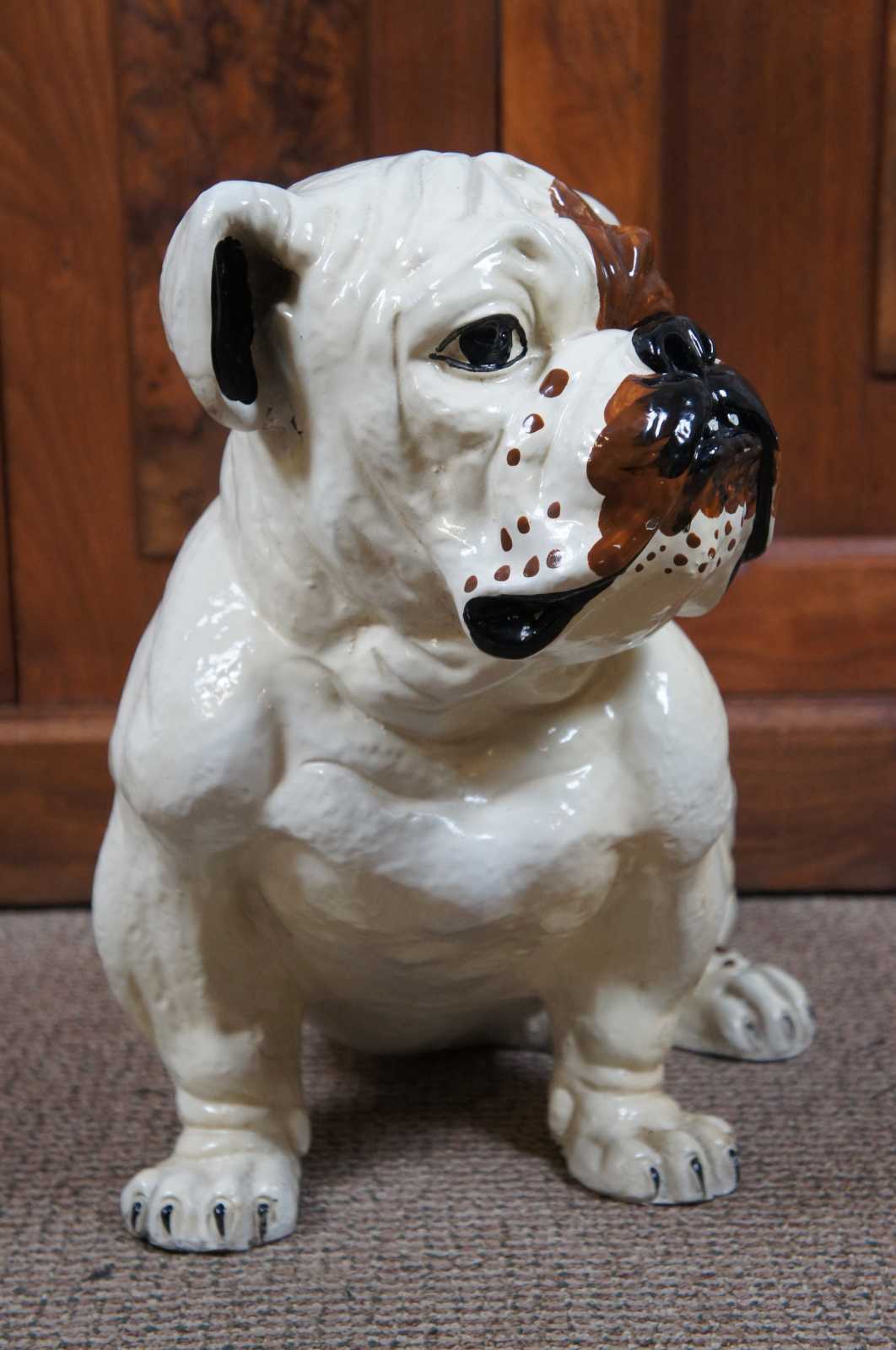 Life Size 1960s Marwal English Bulldog Chalkware Sculpture Statue Door Stop  19