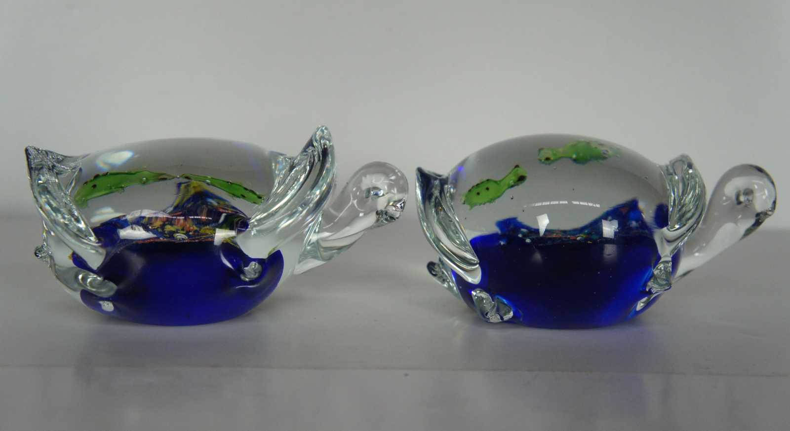 2 Murano Italian Art Glass Sea Turtle Aquarium Figurines Paperweights Pair 5