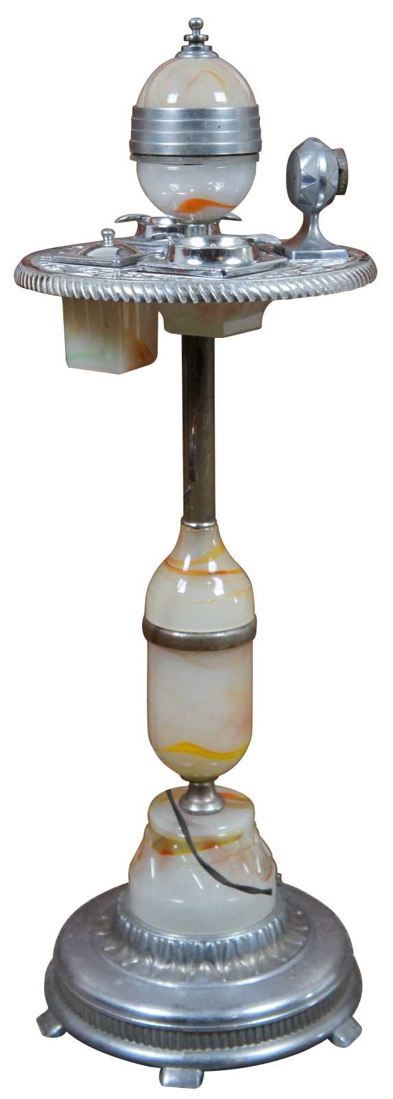 Art Deco Slag Glass Cigarette Lighter Holder - Object Decor - Ruby Lane