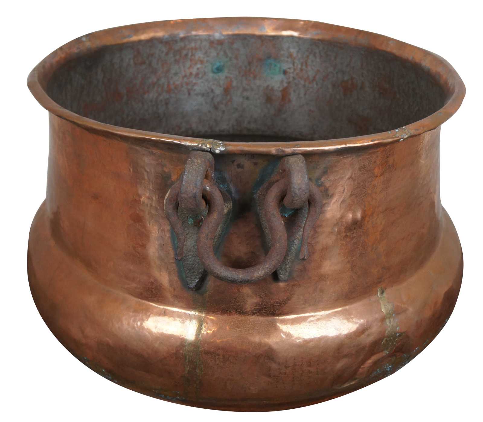 Antique Vintage Round Bottom Dove Tail Seam Copper Cauldron Pot