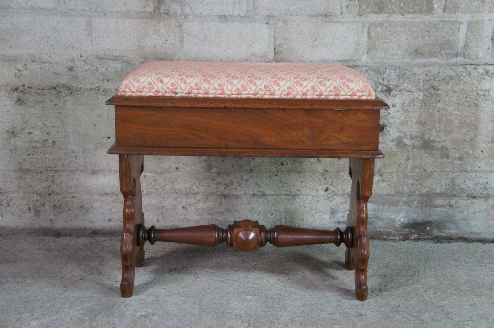 Antique Victorian Eastlake Arched Walnut Foot Stool