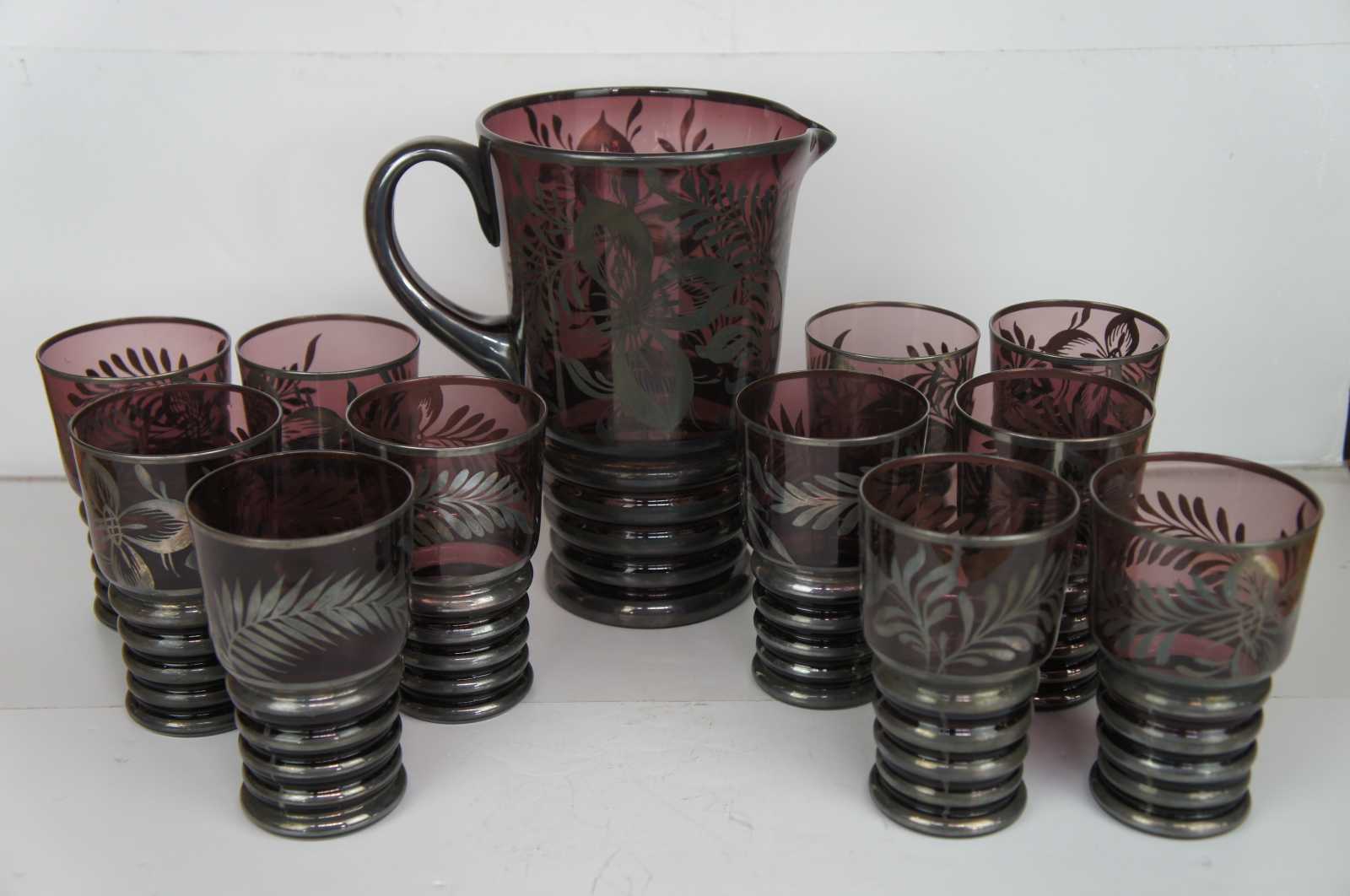 Amethyst Glass Cocktail Set with Pitcher and Six Glasses, 1970s — Select  Modern