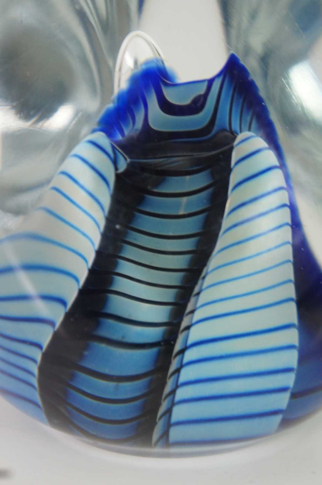 1998 Robert Eickholt Studio Art Glass Paperweight Abstract Blue Stripe 3