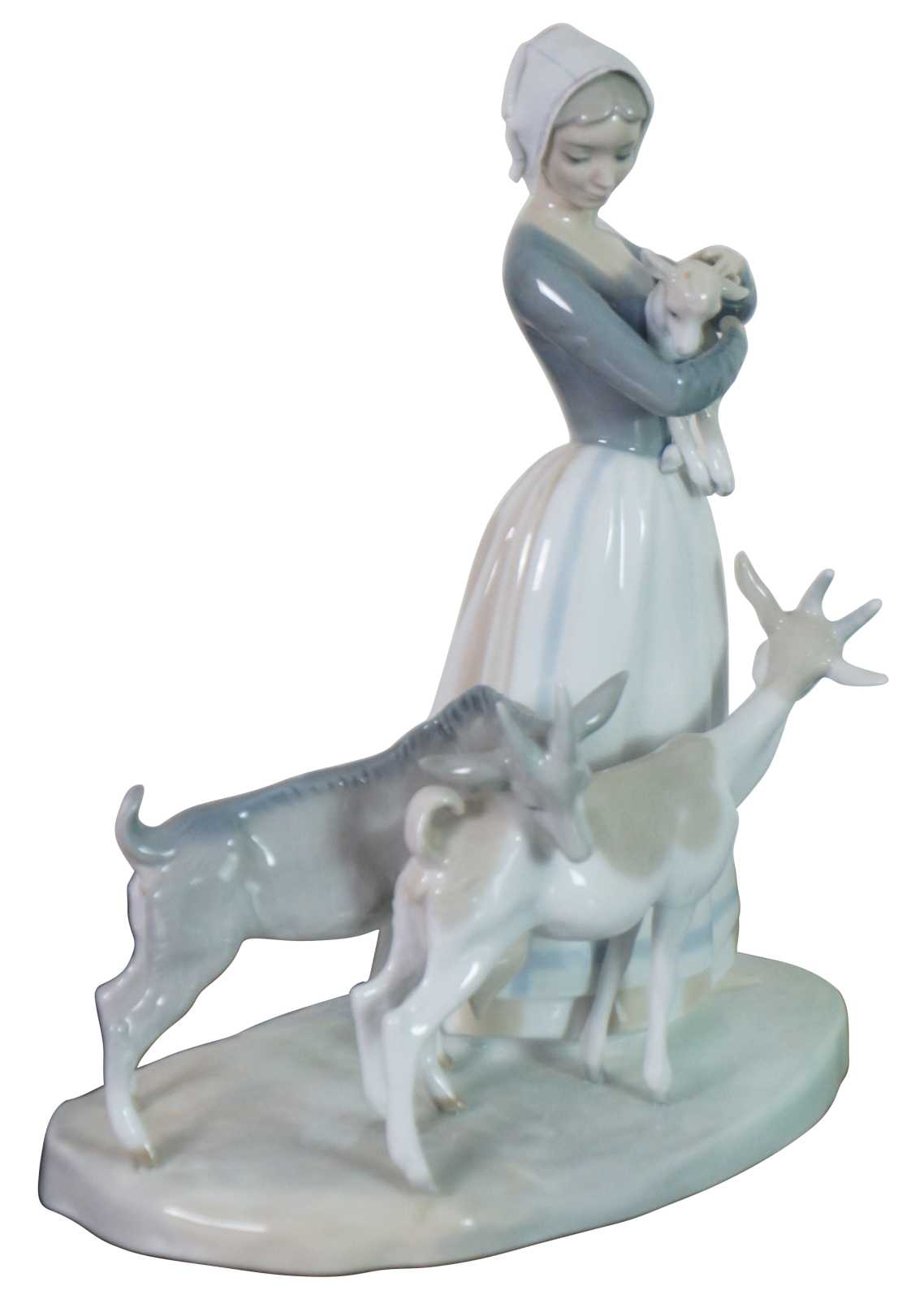 Vintage Lladro Shepherdess Goats Sheep Porcelain Farmhouse