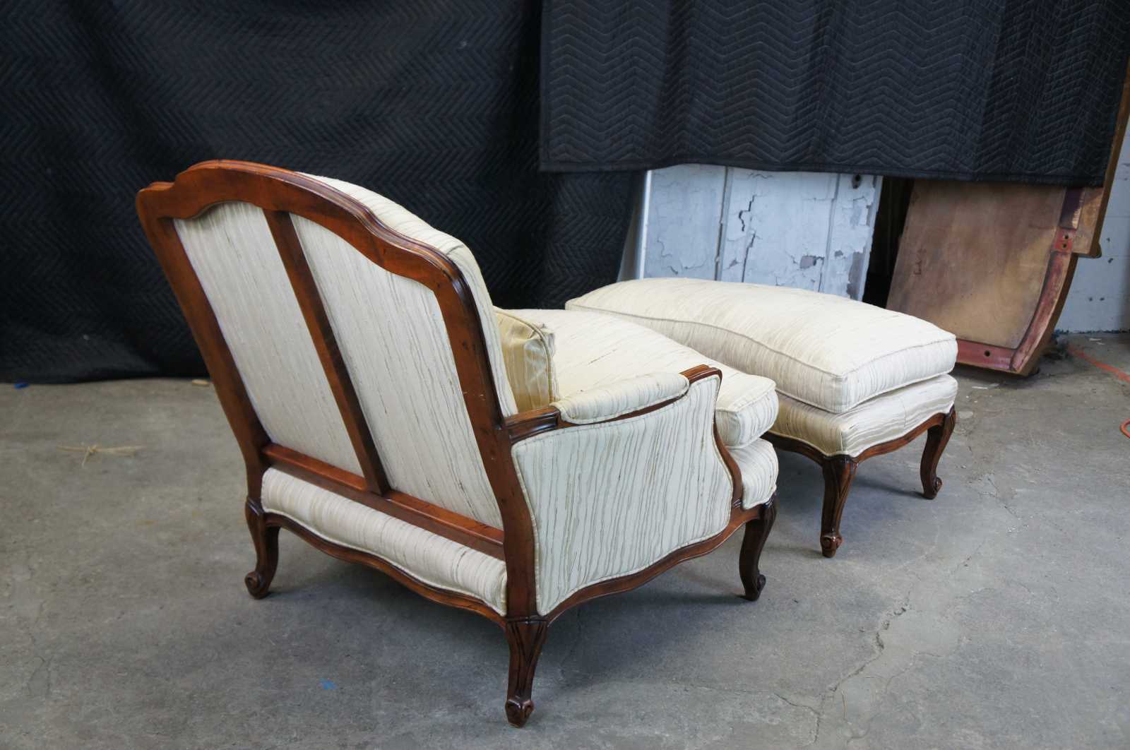 French louis xvi moire arm chairs