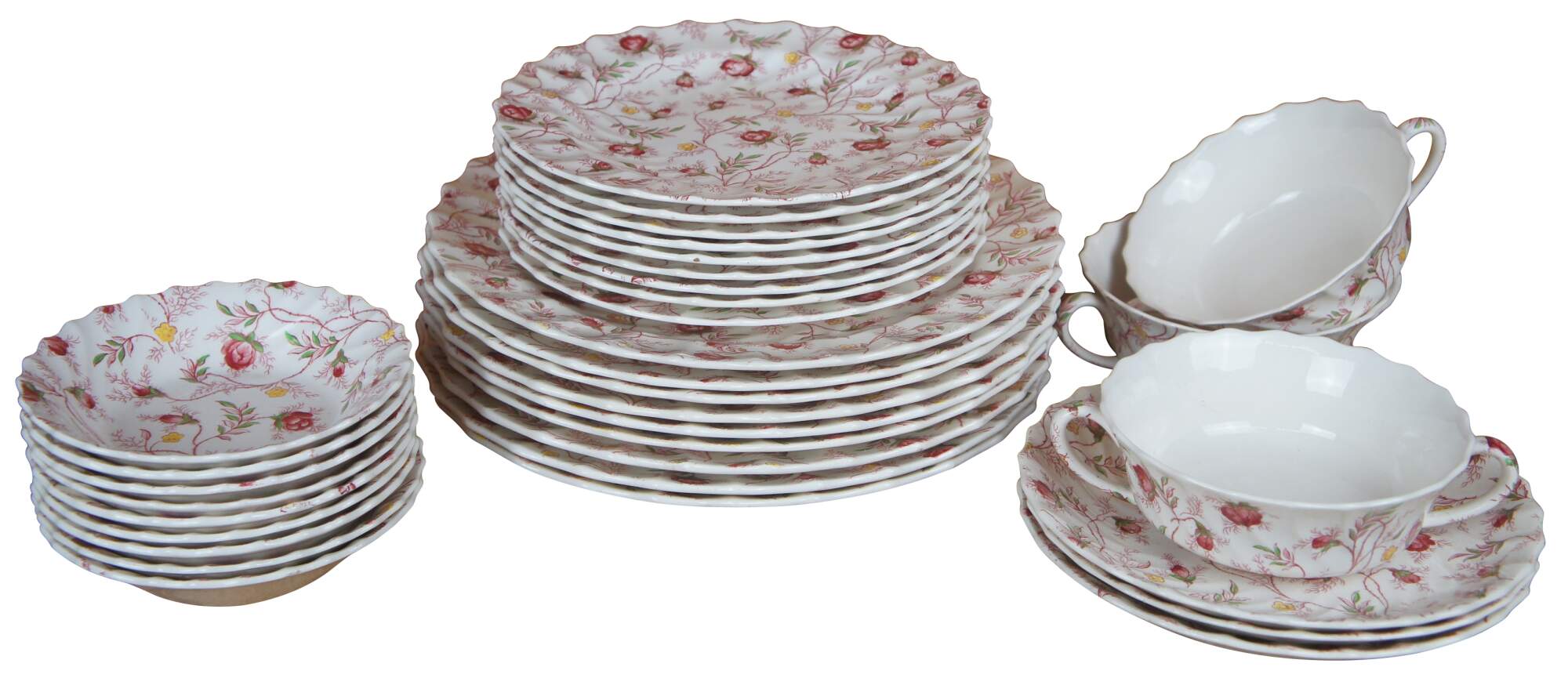 33 pcs Vintage Copeland Rosebud Chintz Spode China Dinnerware England  Floral 10