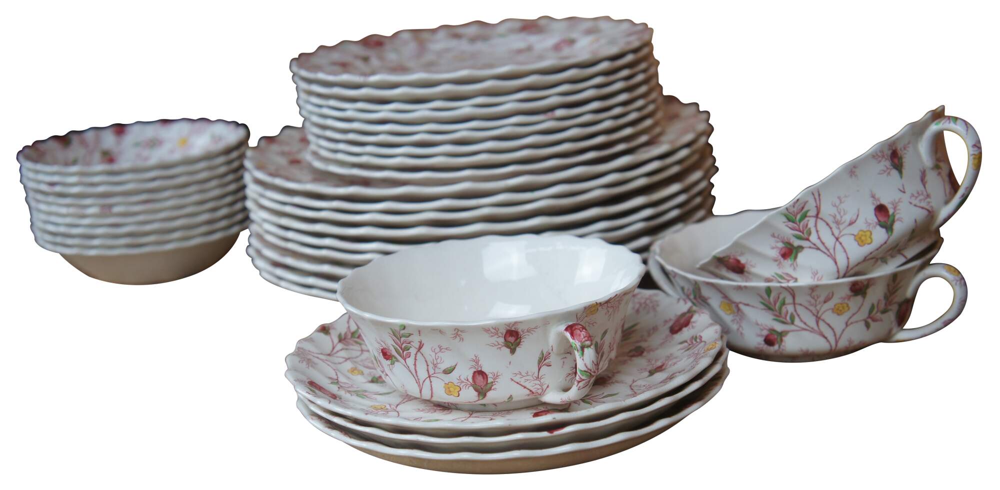 33 pcs Vintage Copeland Rosebud Chintz Spode China Dinnerware England  Floral 10