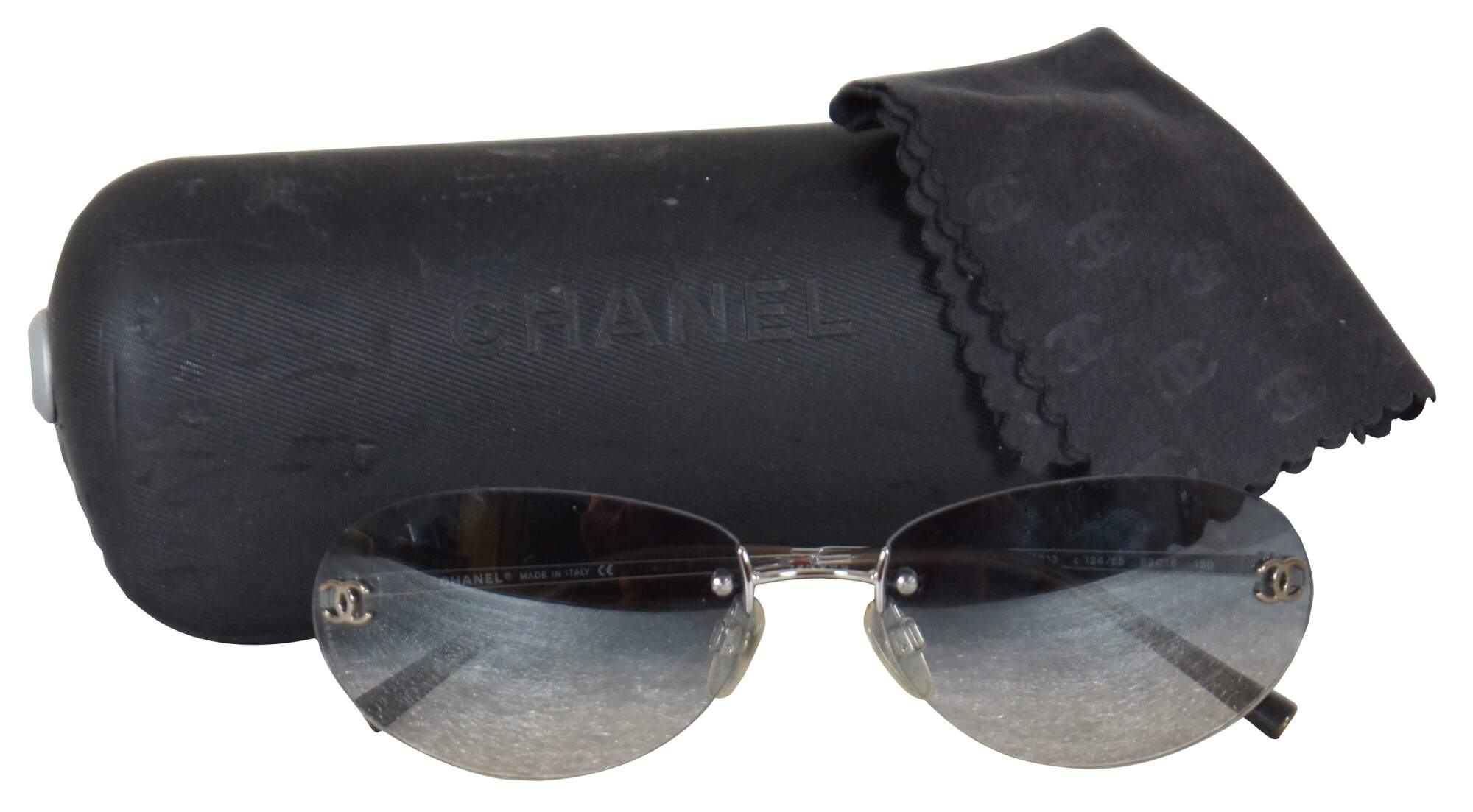 Authentic Chanel Coco Mark 4013 Womens Blue Rimless Sunglasses