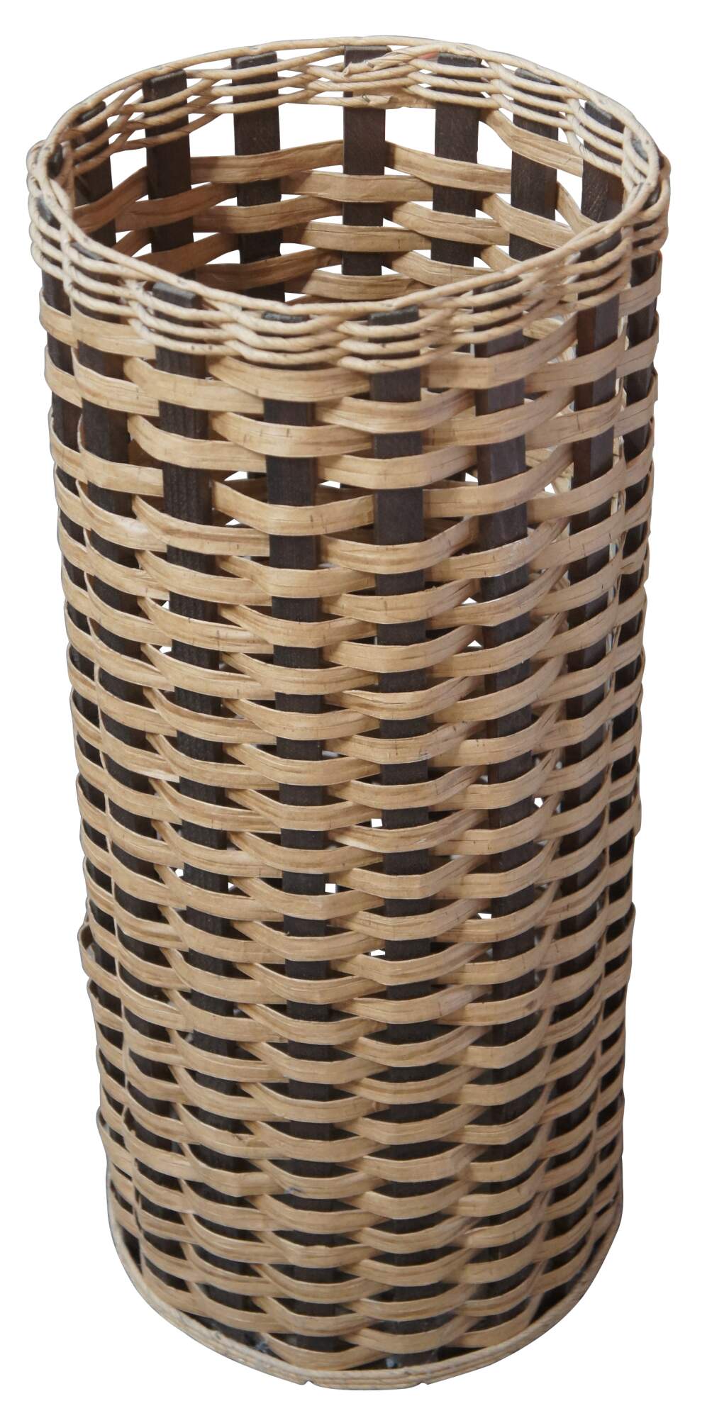 Tall Narrow Wicker Storage Basket - Antique Walnut Brown - Medium