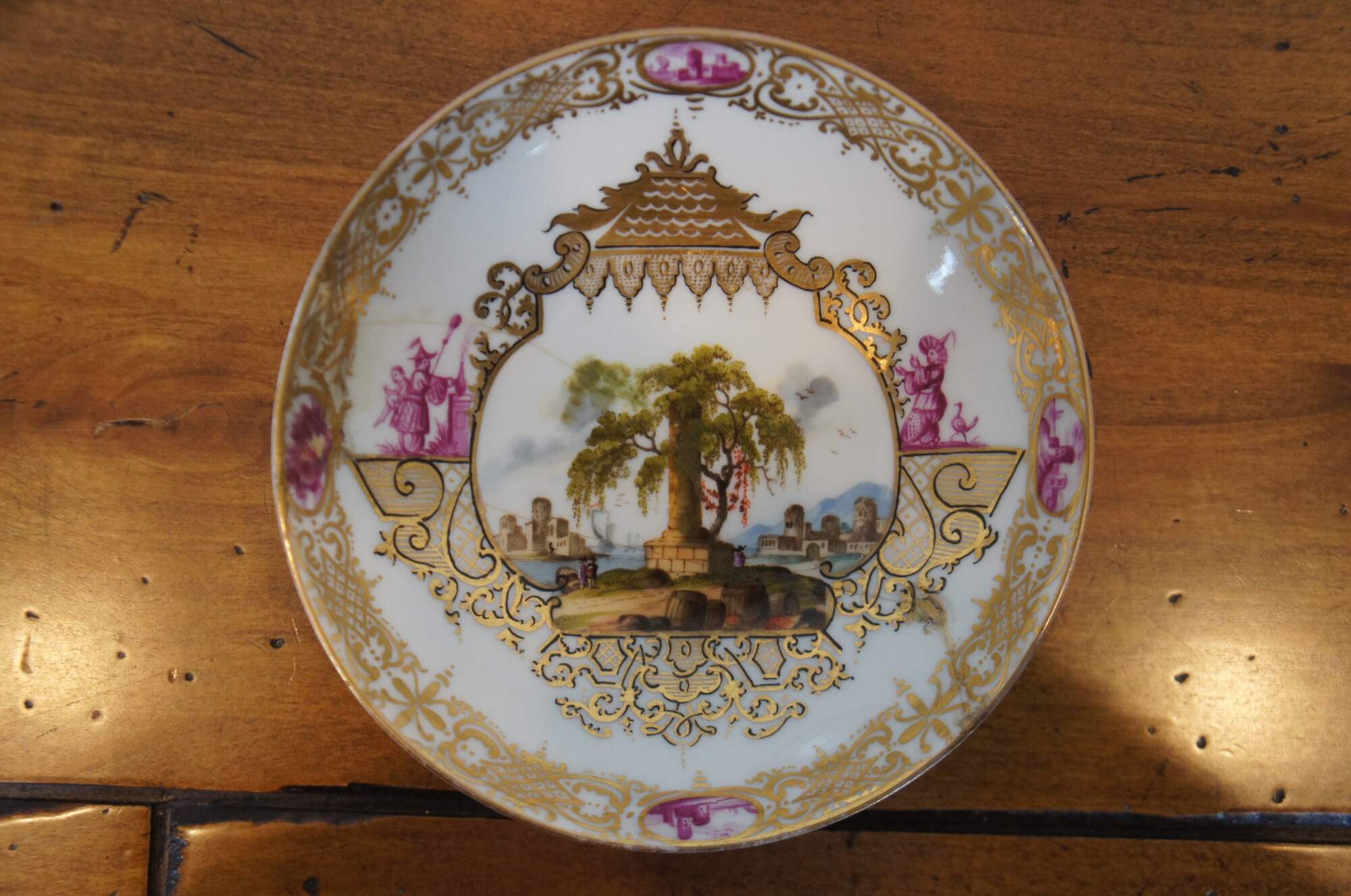 2 Antique Meissen German Porcelain Lidded Chocolate Tea Cups 2 Antique Meissen German Porcelain Lidded Chocolate Tea Cups