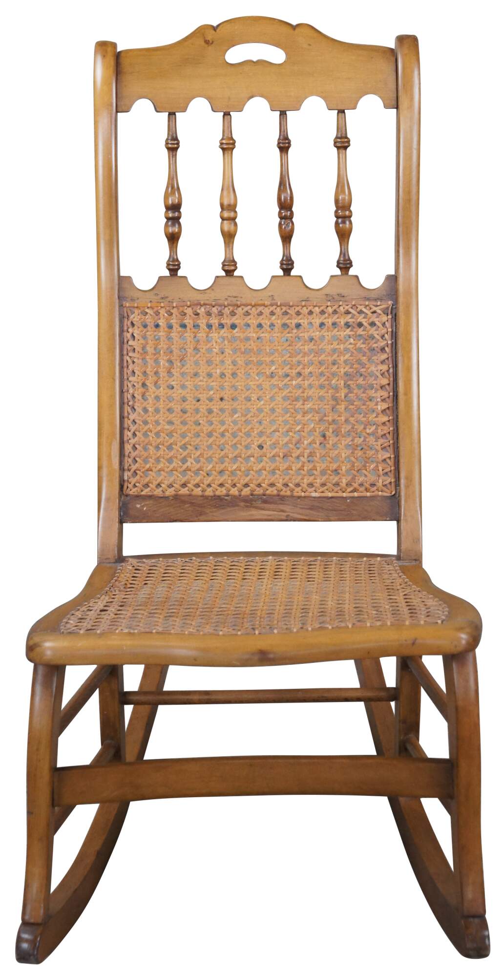 Antique rocking chair with online cane seat and back