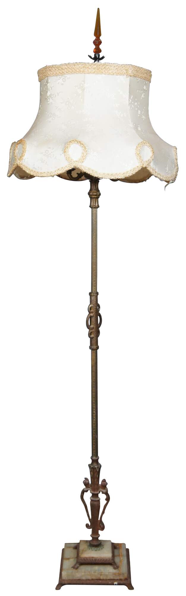 Antique ~ French ~ Torchiere Floor Lamp ~ Marble onyx brass