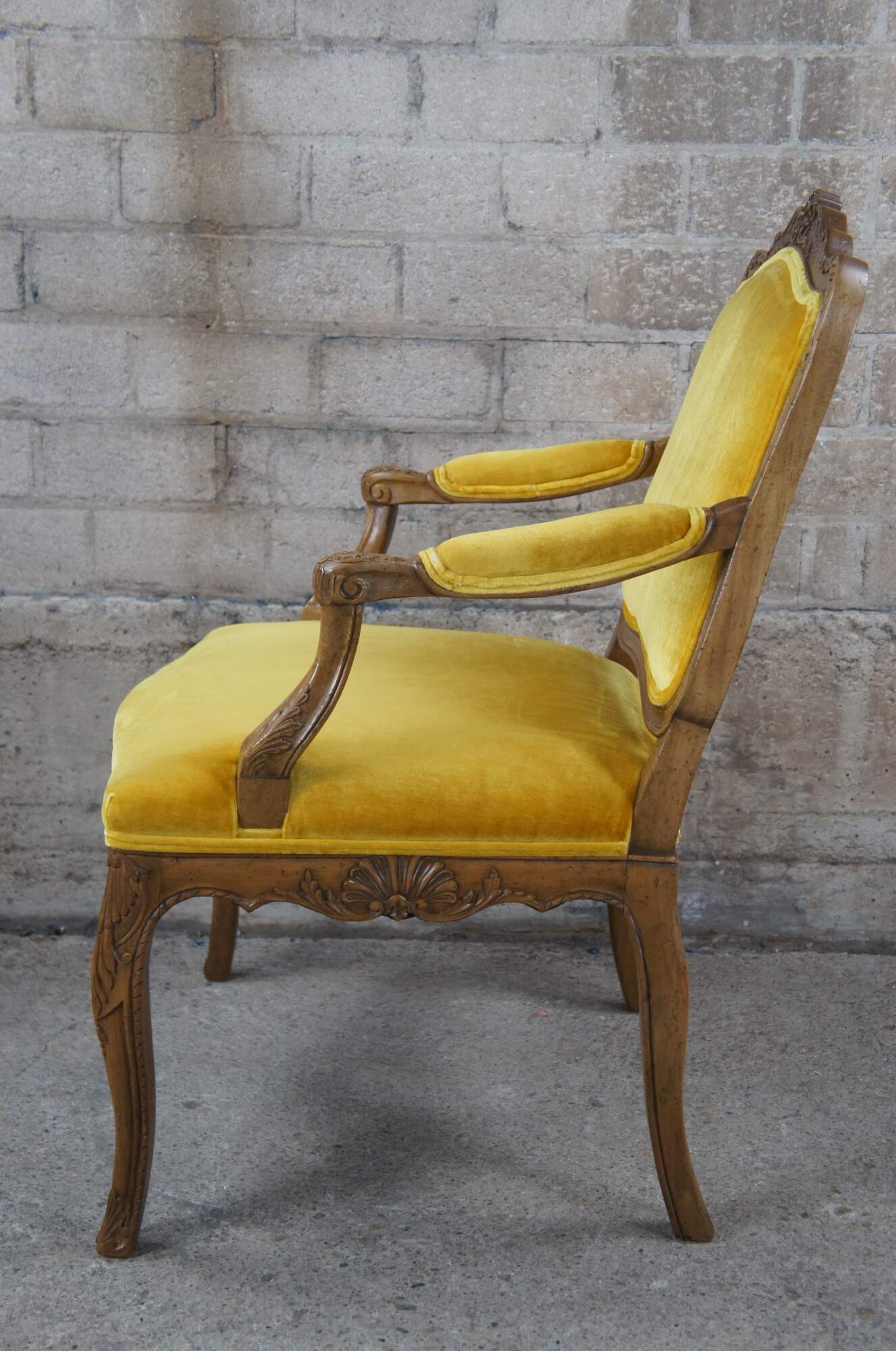 French louis xv velvet walnut side chairs