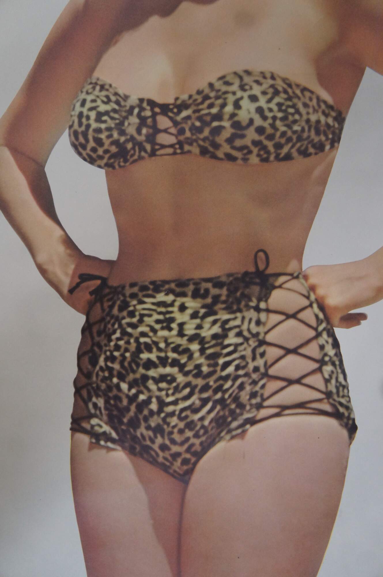 1953 Anita Ekberg Life Size Leopard Bikini Pin Up Popular Science Ad Poster  62