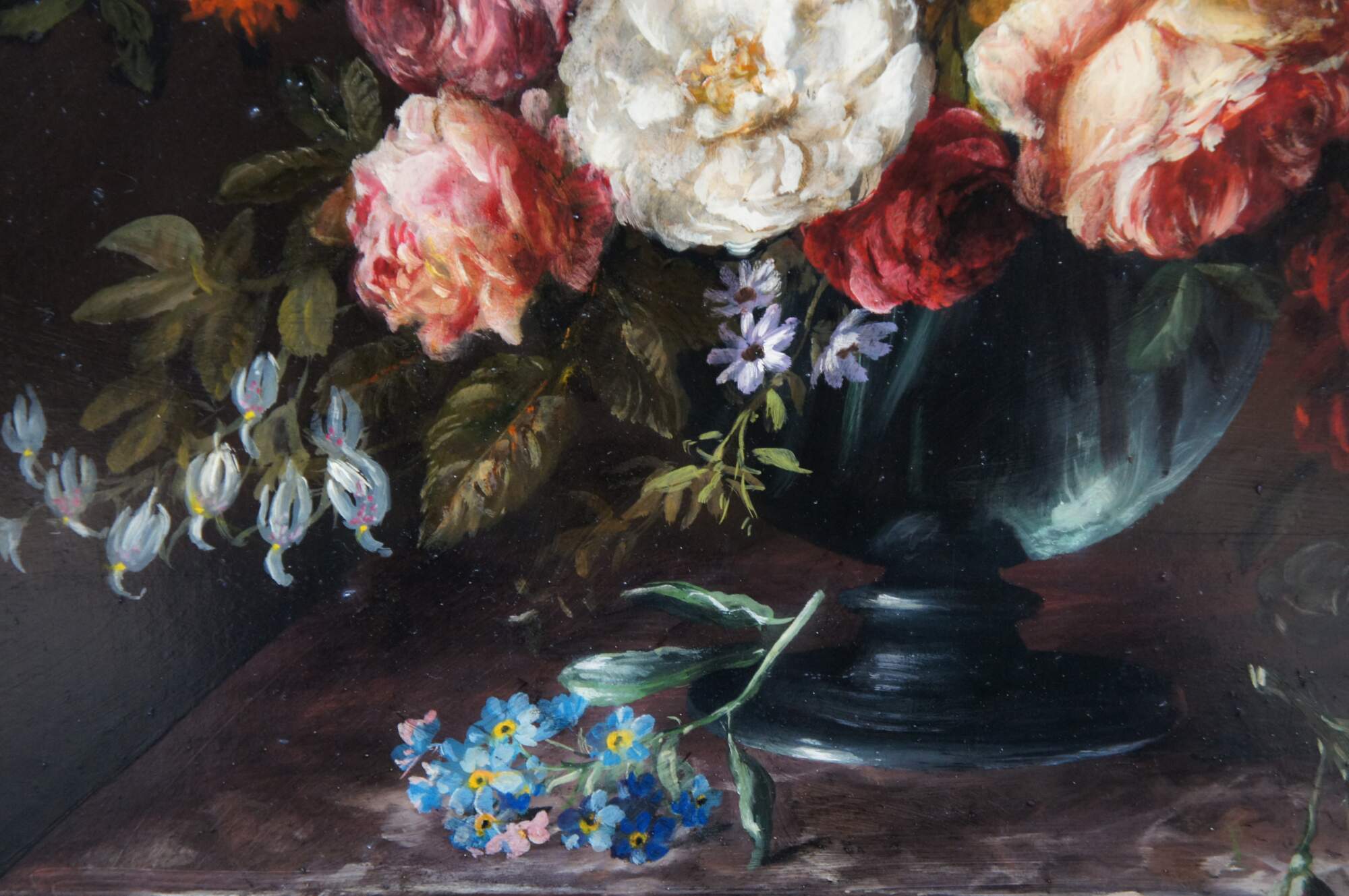 Lot - TWO OILS ON BOARD: R. Davey, floral still-life