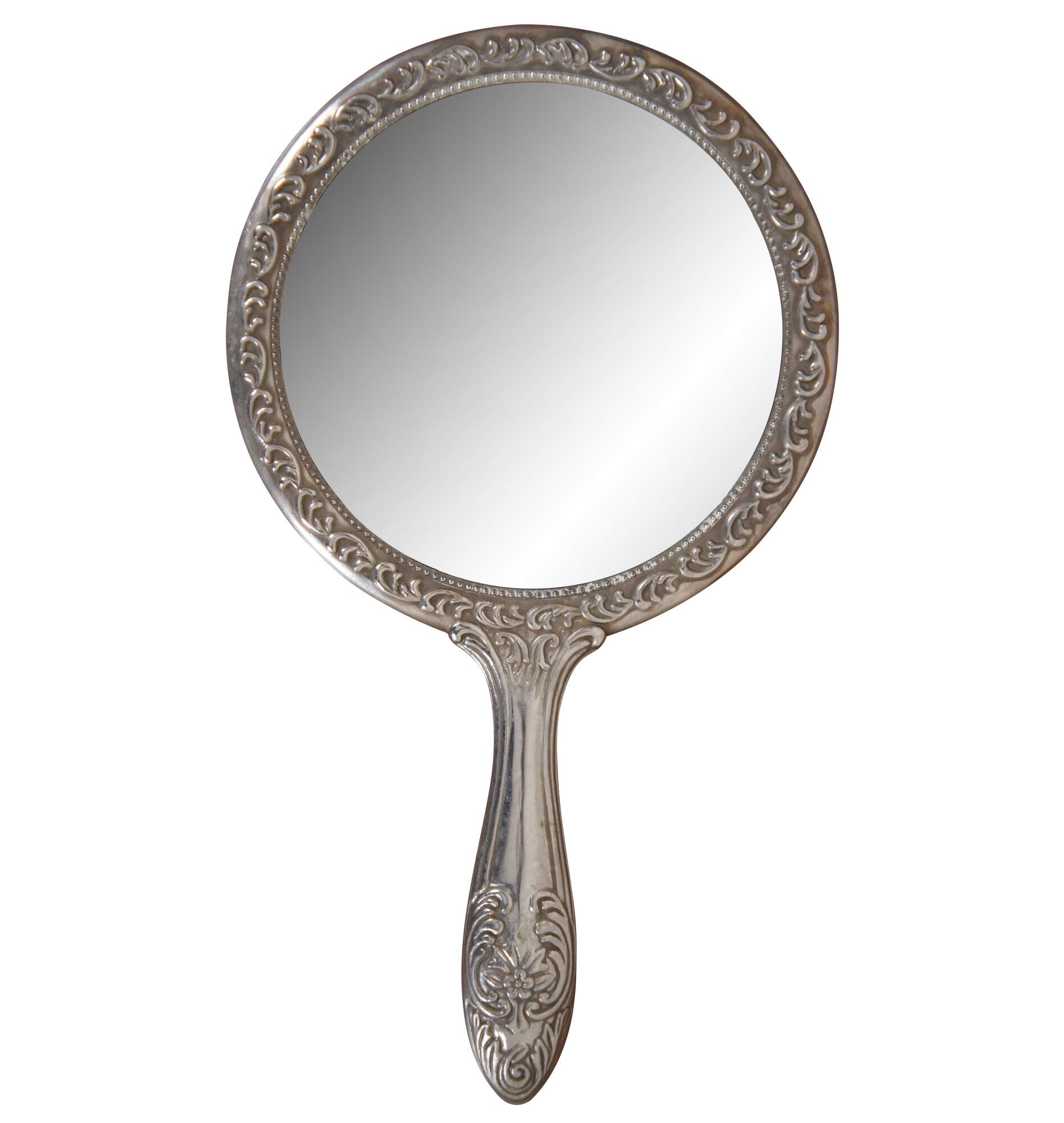 vintage silver hand mirror