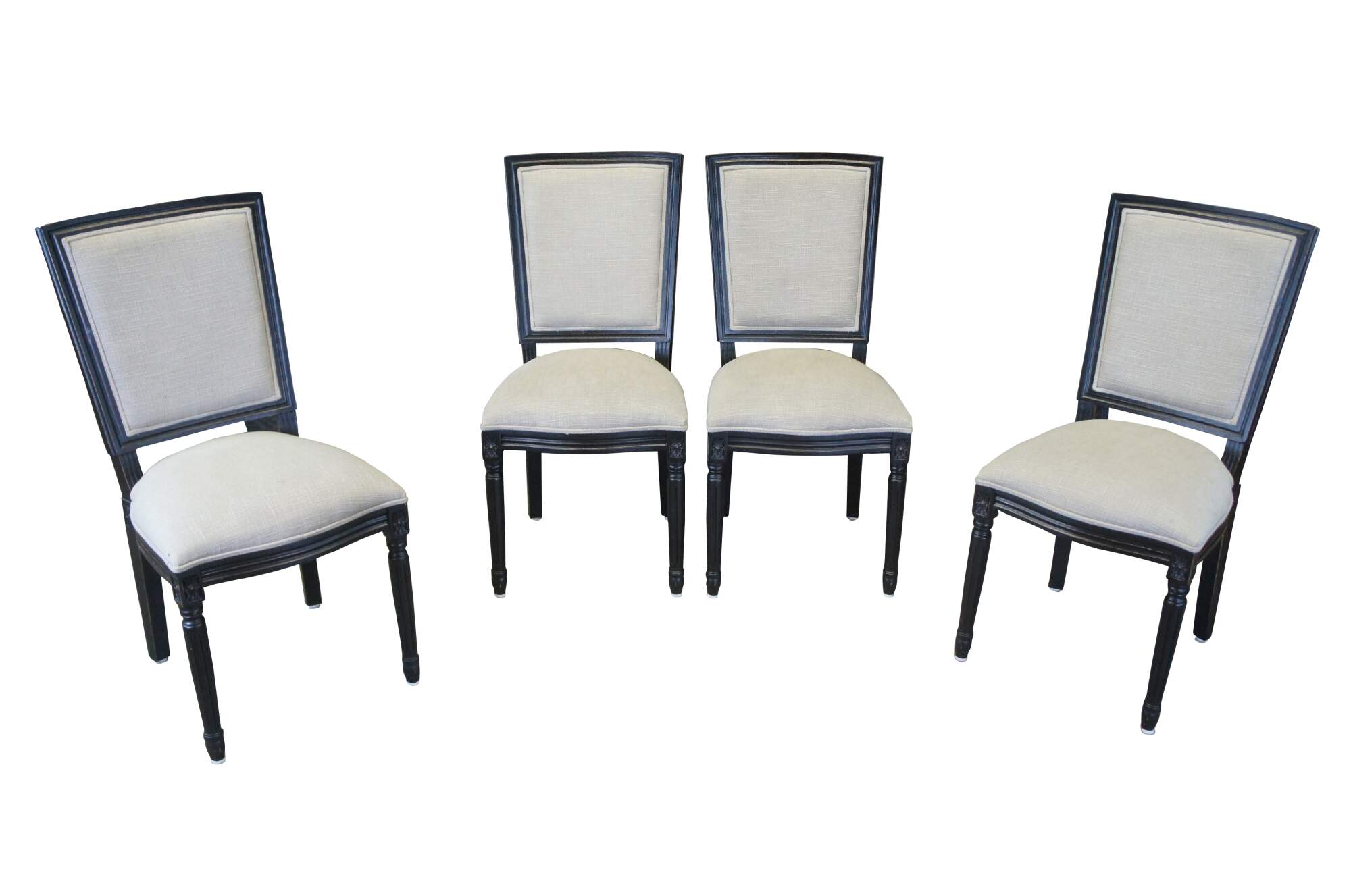 4 Arhaus French Louis XVI Style Adele Oak Black Dining Side Chairs