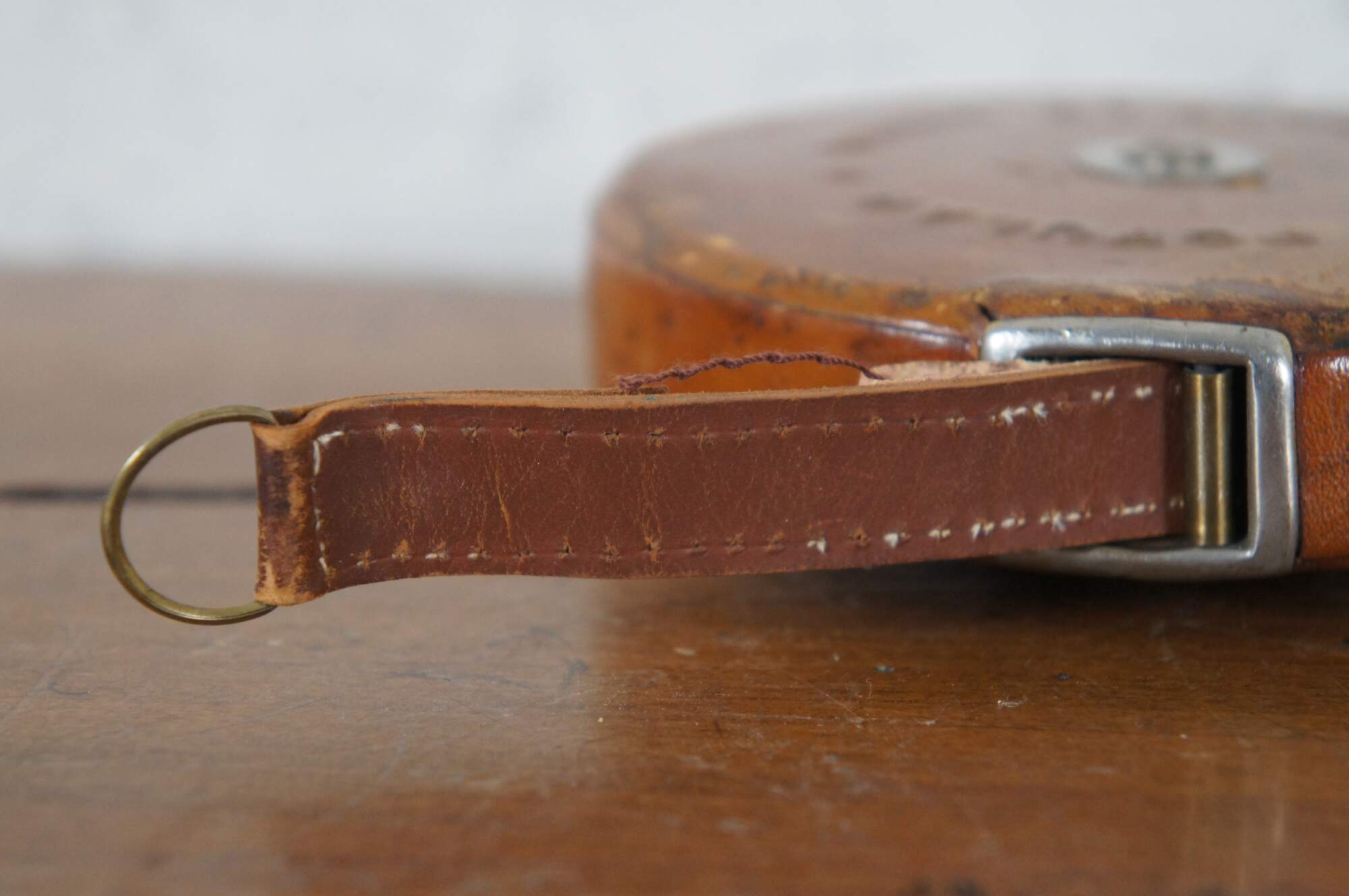 Antique Early 1900s Leather Bound 5 Meters Retractable Tape Measure from  France, French Roll Up Measuring Tape with Brass Handle, Retro