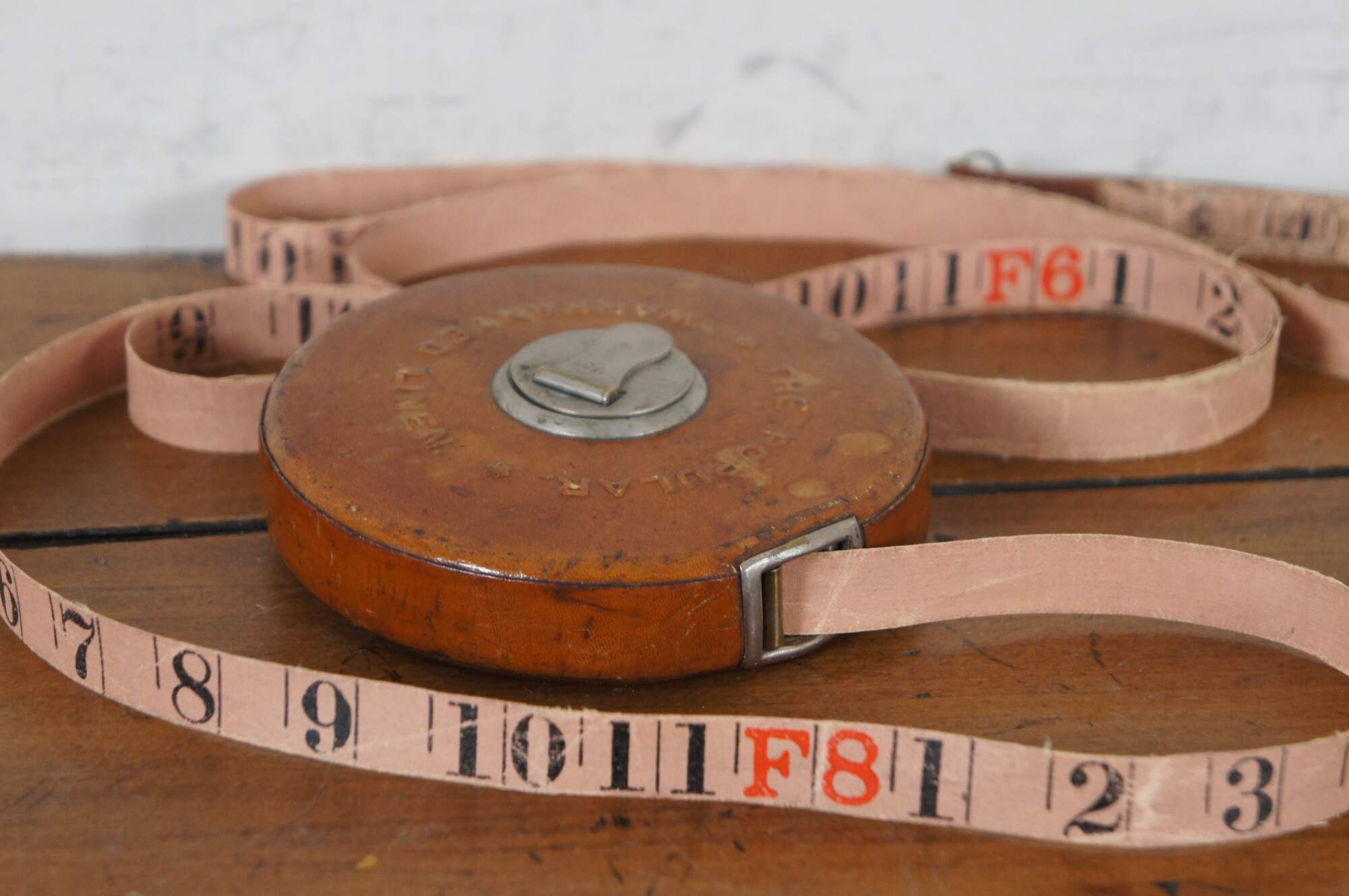 Antique Keuffel & Esser 75 ft Linen Measure Measuring Tape Leather Case 5