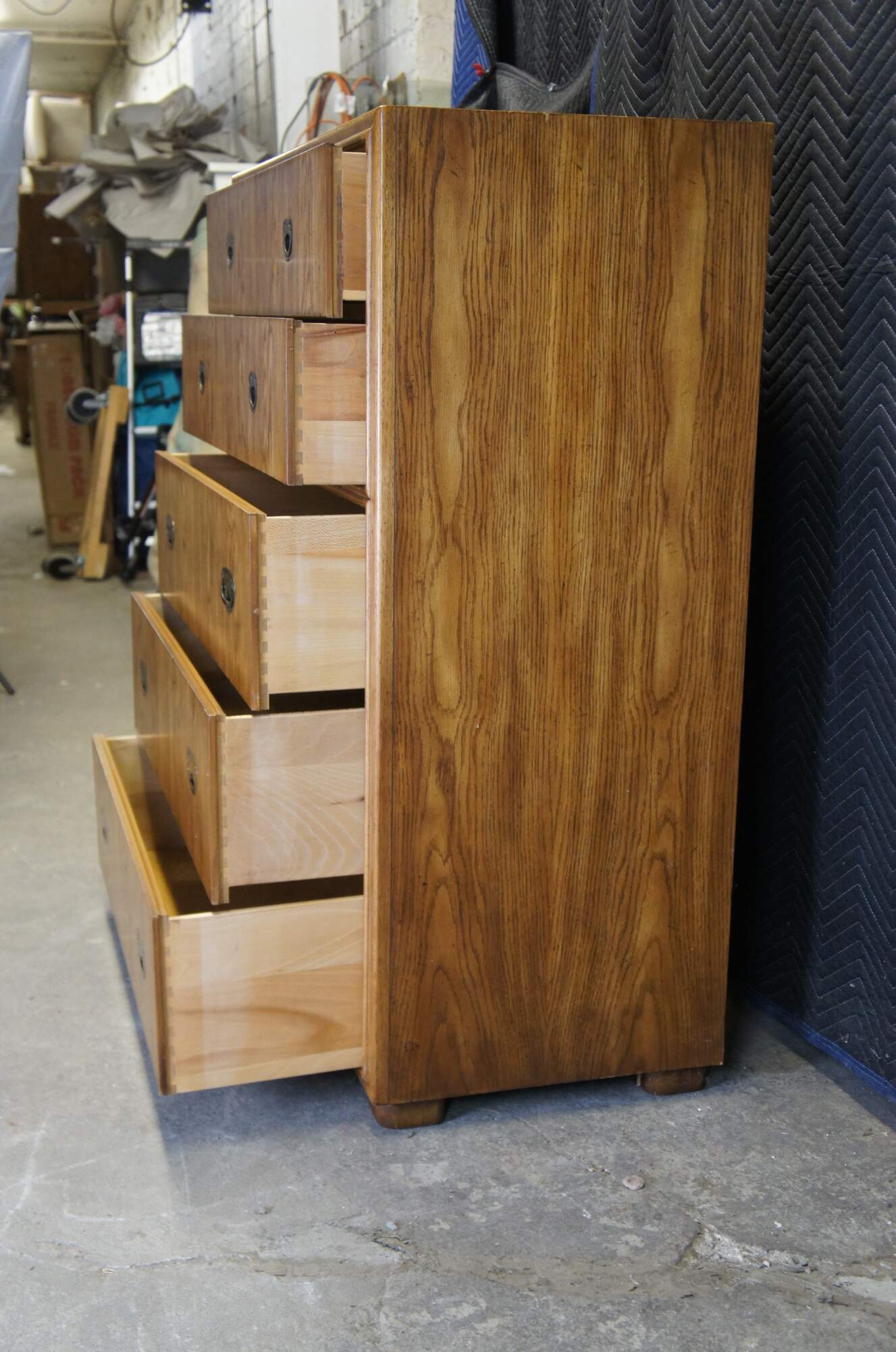Vintage Drexel Heritage Passage Oak Campaign Tallboy Dresser