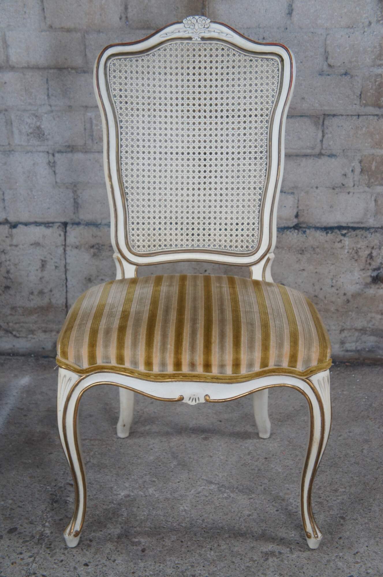 Vintage Baker French Louis XV Provincial Baloon Back White Dining Side Chair