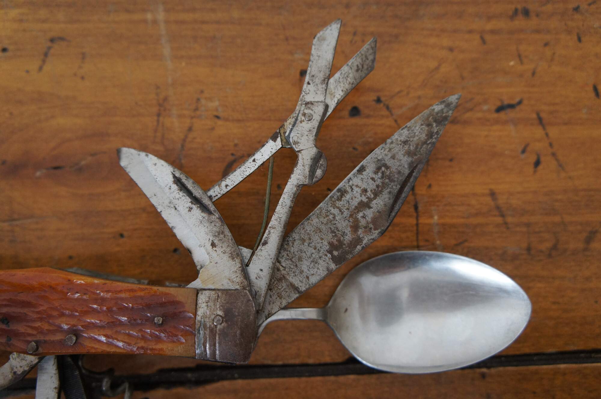 Vintage (3) Piece Stainless Steel Camping Utensil Set Japan Hobo