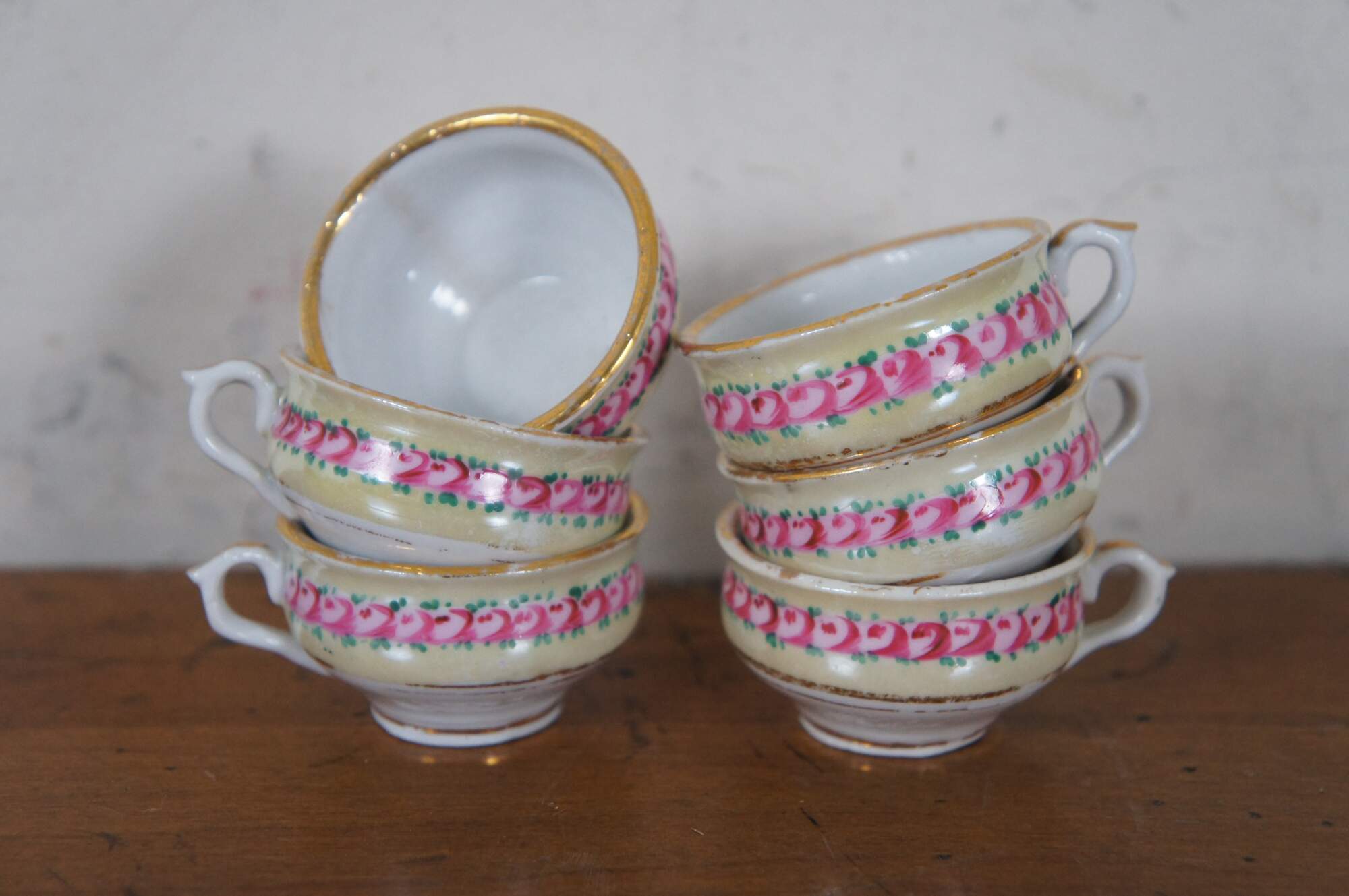 Miniatures Porcelain Hand Painted Coffee Tea Cups Set