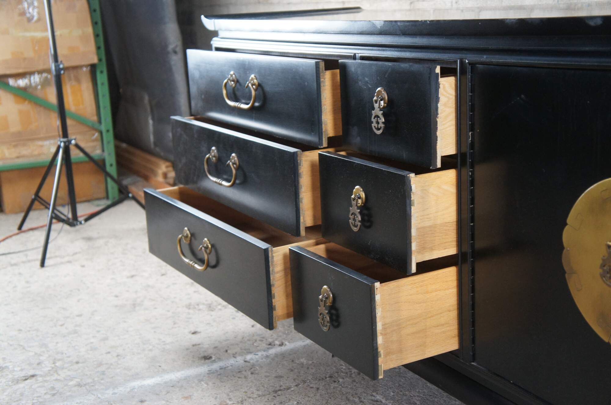 Kent Coffey Amerasia Chinoiserie Black Buffet Sideboard Credenza Console Dresser