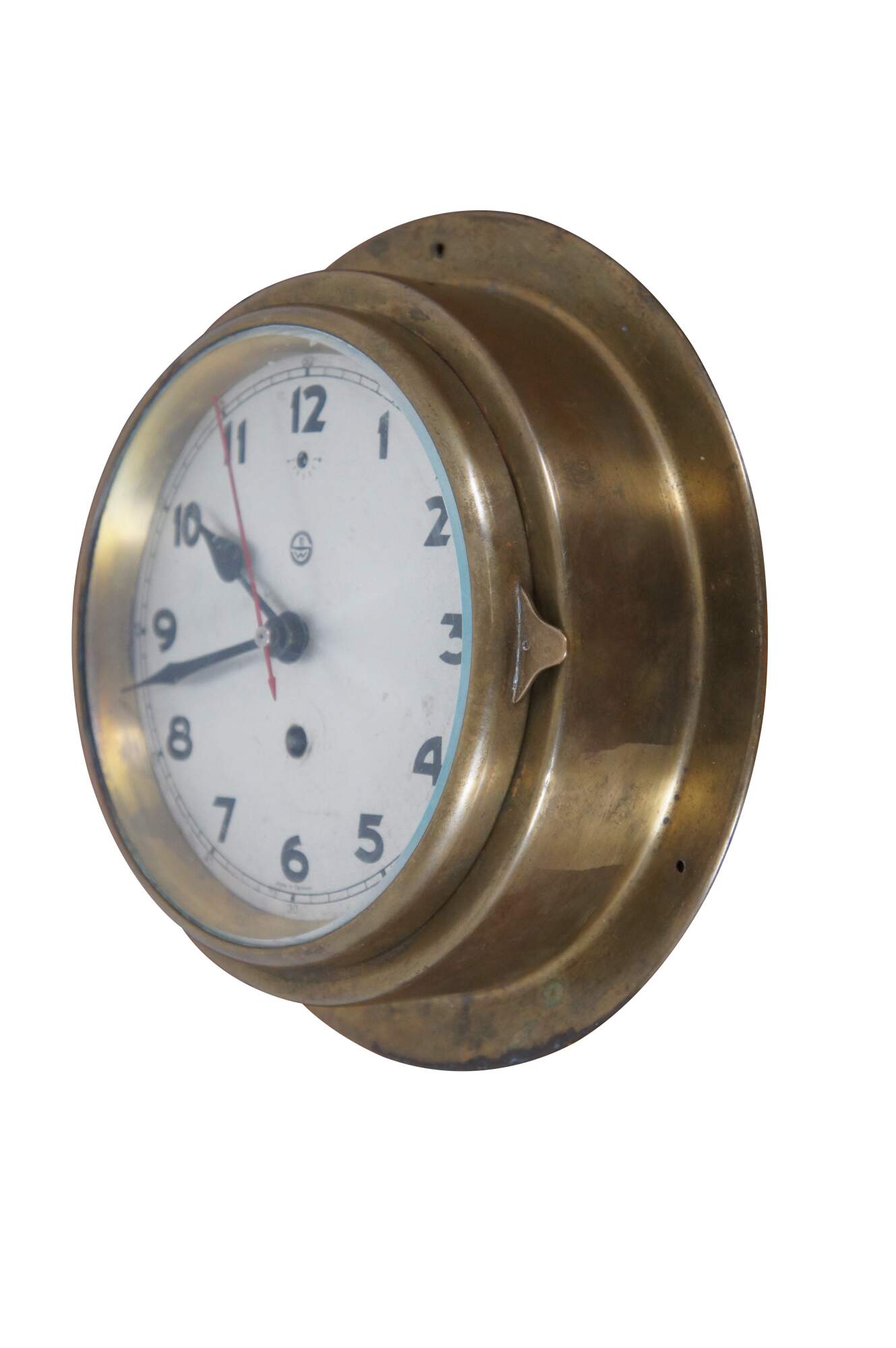 Vintage Quartz Porthole Clock / Heavy Solid Brass