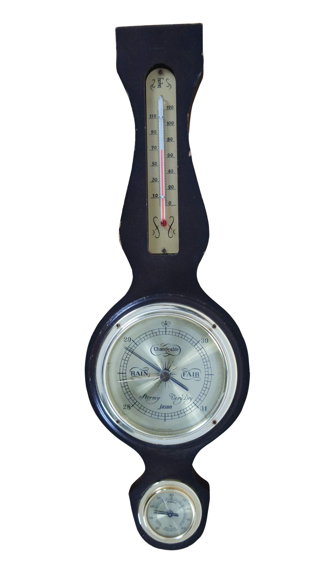 Wall thermometer, hygrometer and barometer