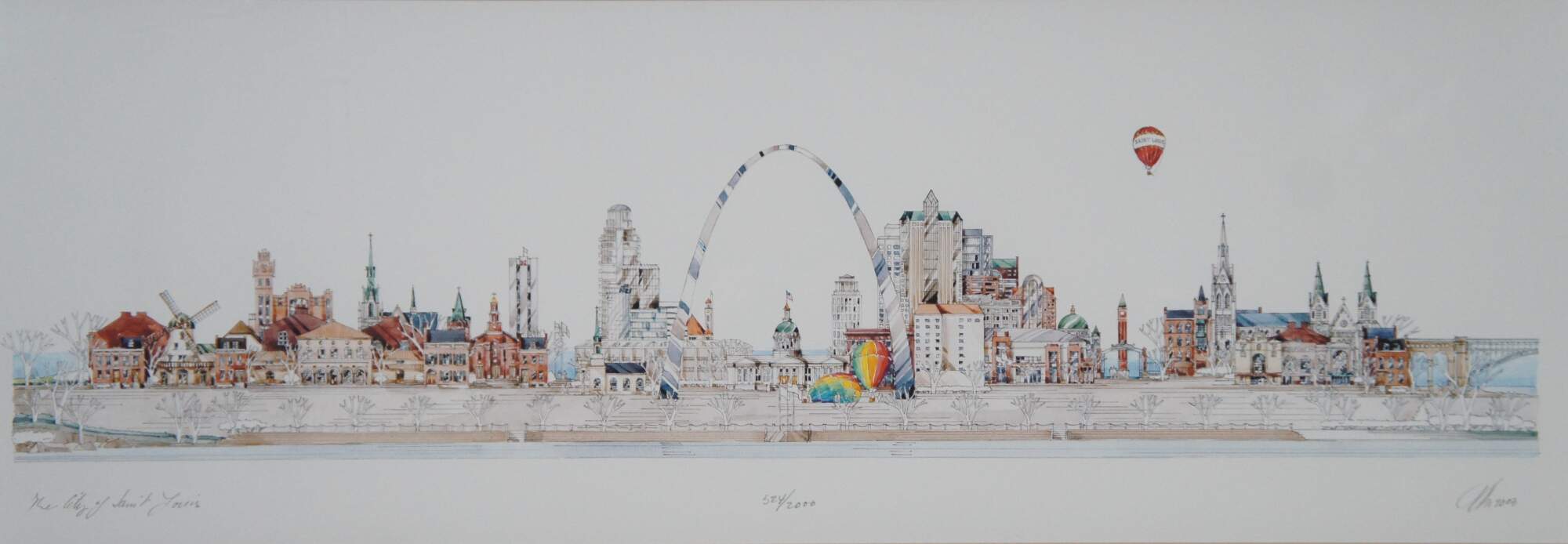 John Pils The City of Saint Louis Signed Cityscape Print 39