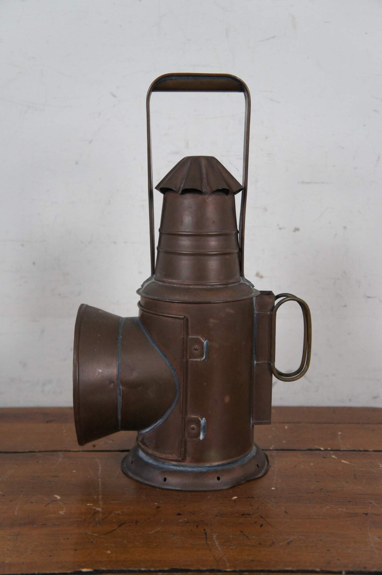 Antique Japanese Copper Bullseye Railway Boat Lantern Police