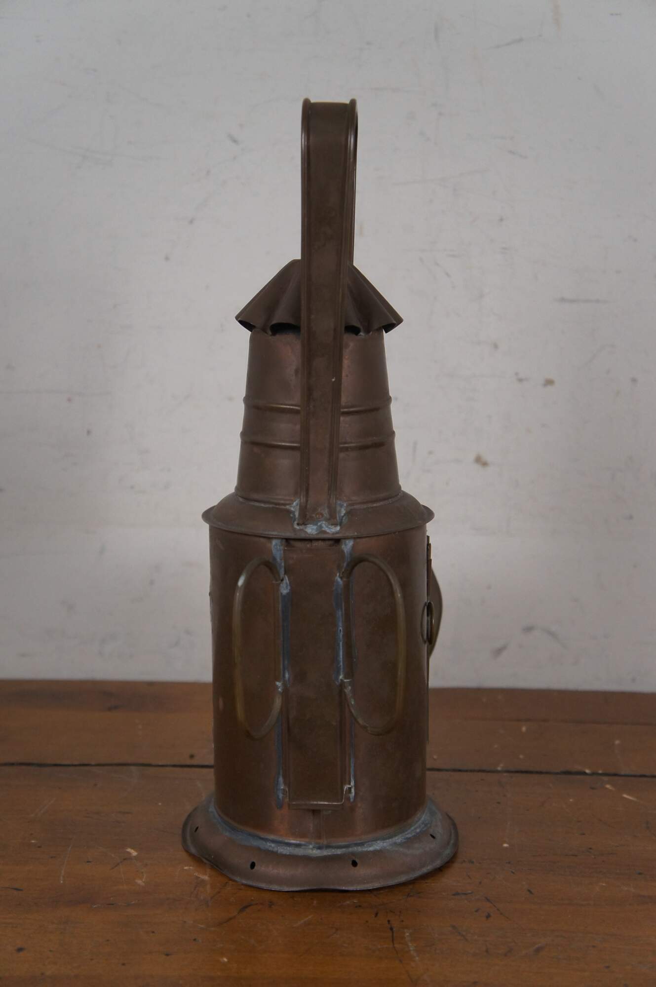 Antique Japanese Copper Bullseye Railway Boat Lantern Police