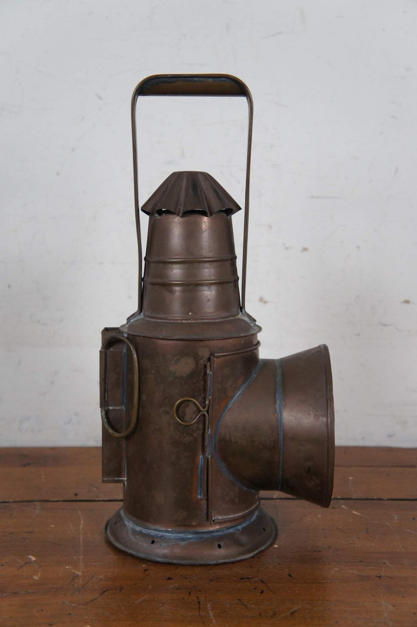 Antique Japanese Copper Bullseye Railway Boat Lantern Police