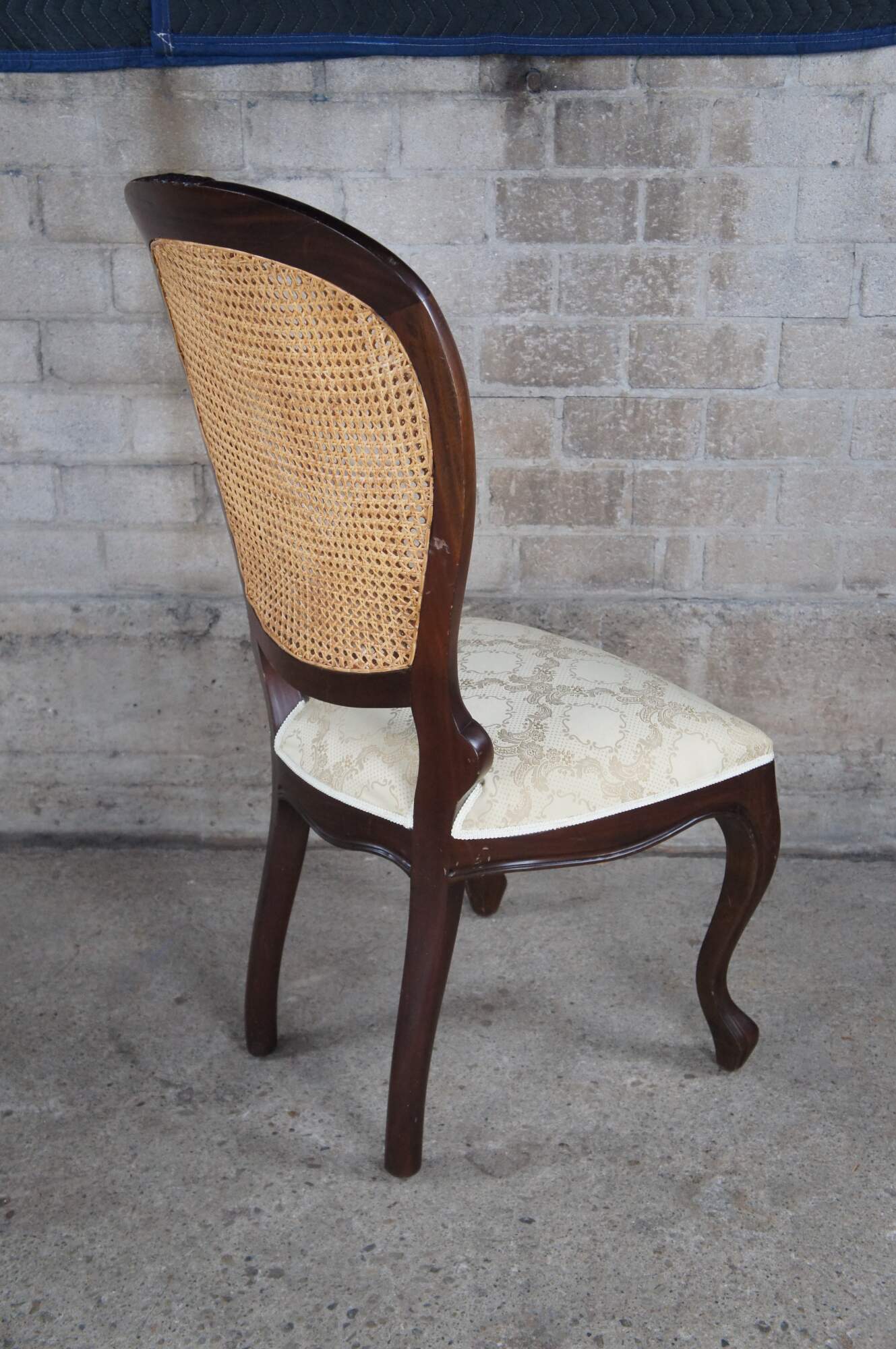 3 Victorian Revival Mahogany Balloon Back Caned Dining Chairs Silk ...