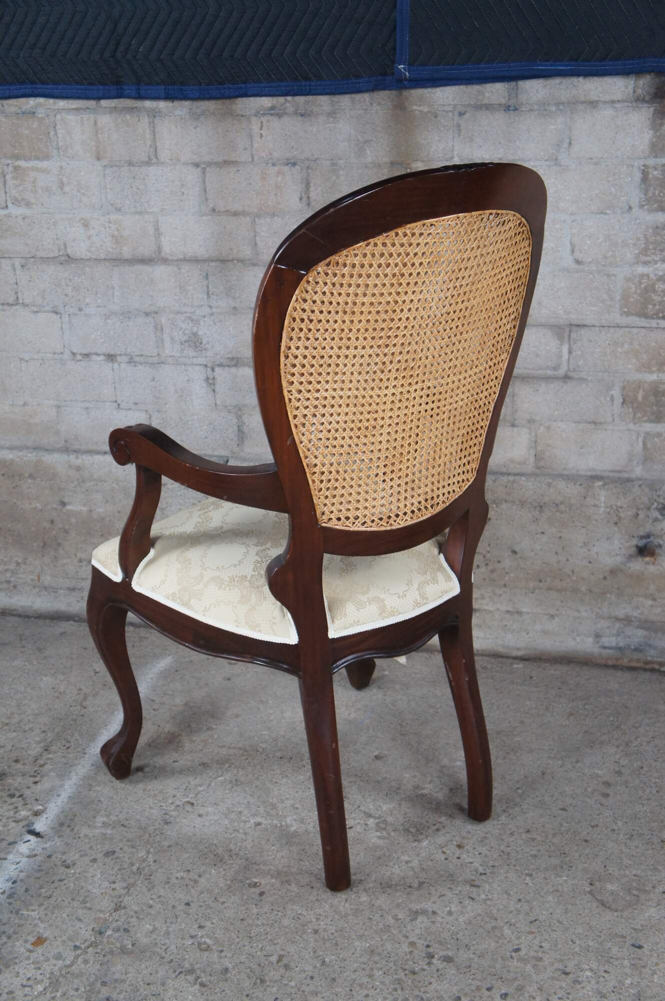 3 Victorian Revival Mahogany Balloon Back Caned Dining Chairs Silk ...