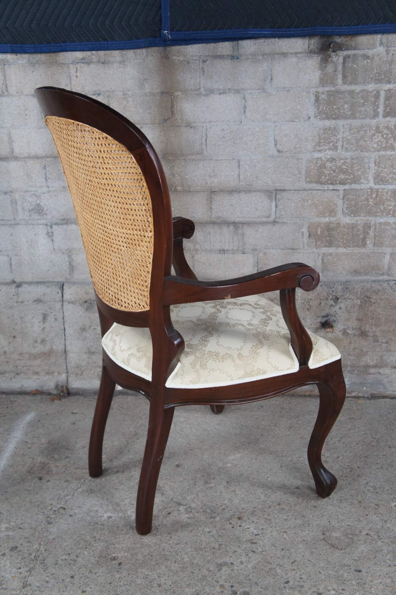 3 Victorian Revival Mahogany Balloon Back Caned Dining Chairs Silk ...